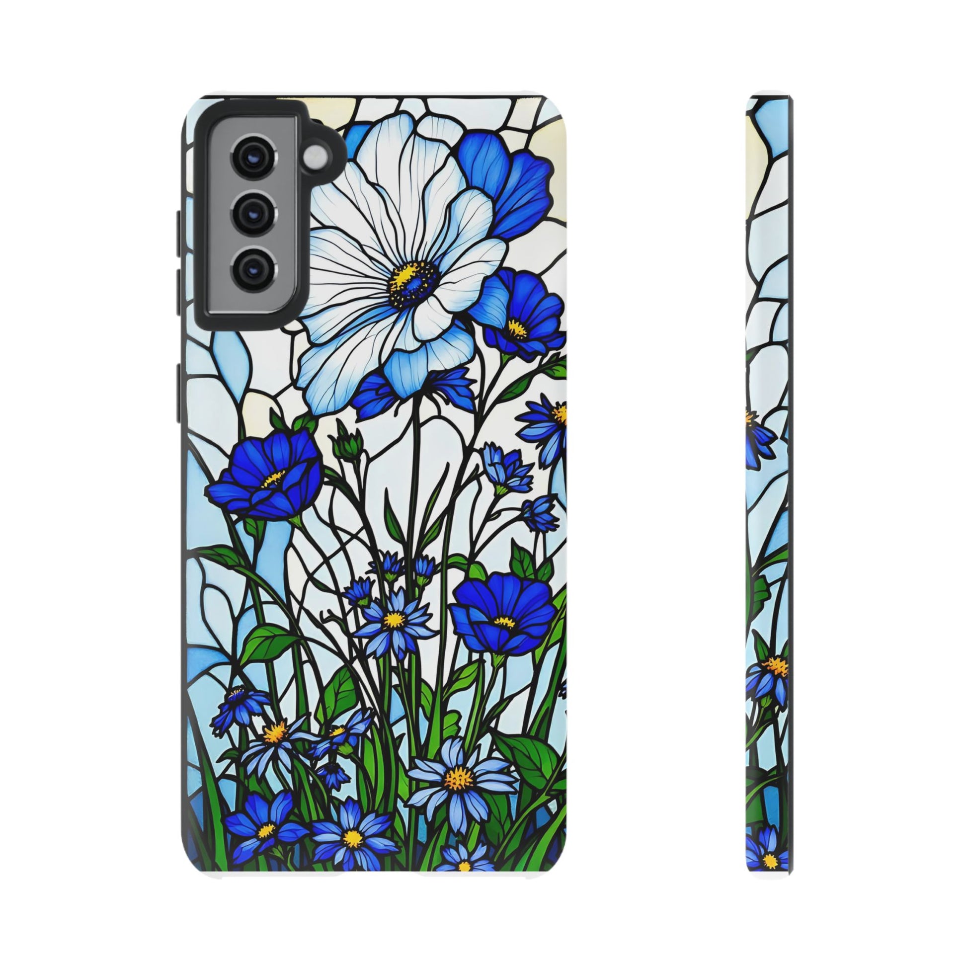 Botanical Stained Glass Tough Case - Floral Phone Cover, Protective Phone Case, Flower Pattern Phone Shell, Nature Inspired Smartphone Case,