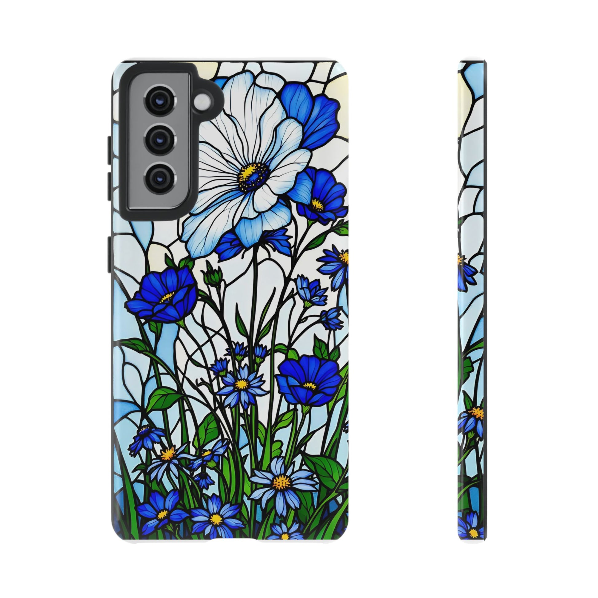 Botanical Stained Glass Tough Case - Floral Phone Cover, Protective Phone Case, Flower Pattern Phone Shell, Nature Inspired Smartphone Case,