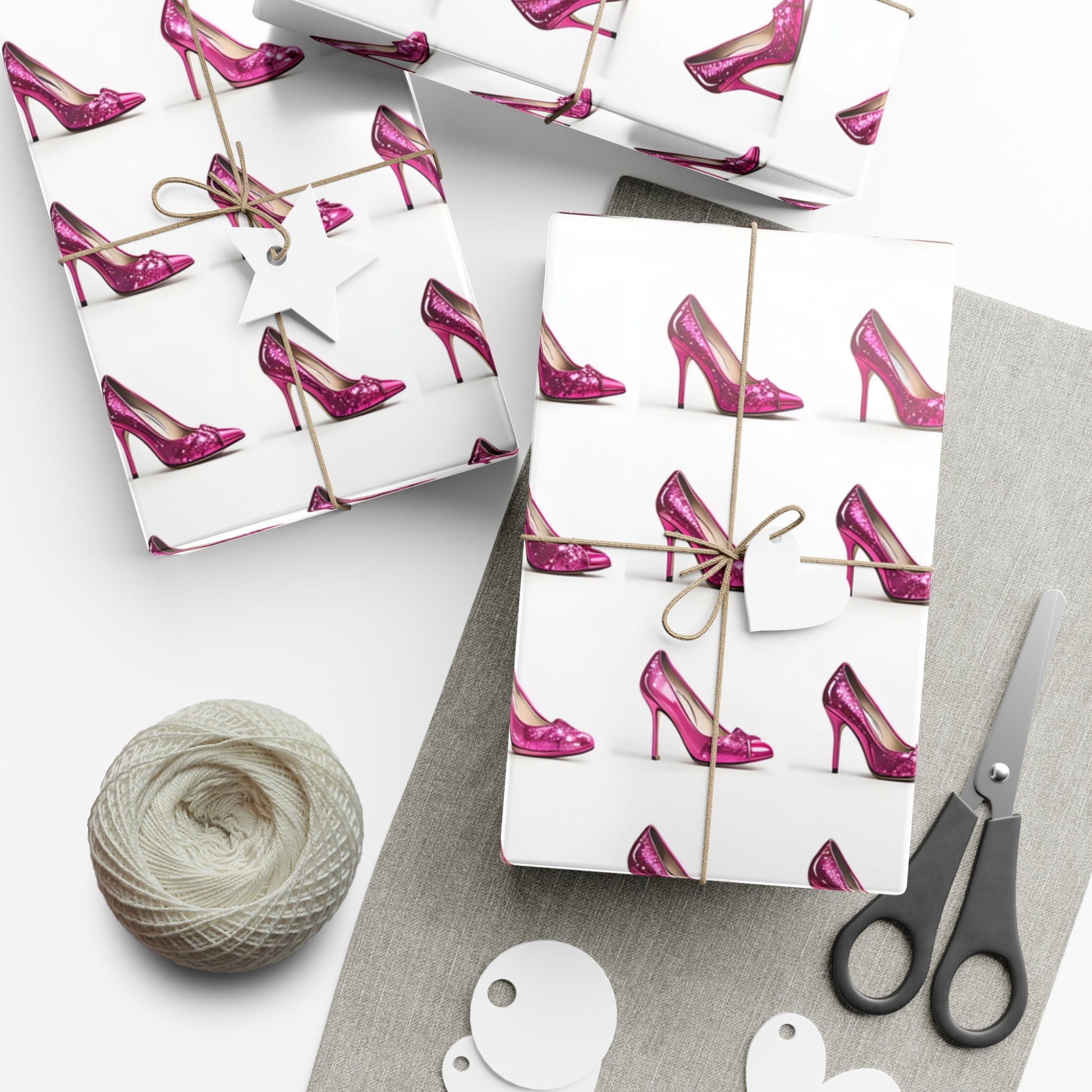 Wrapping Paper, Hot Pink High Heels On White Background - Gift Wrap Rolls, Eco-Friendly Gift Wrap, Holiday