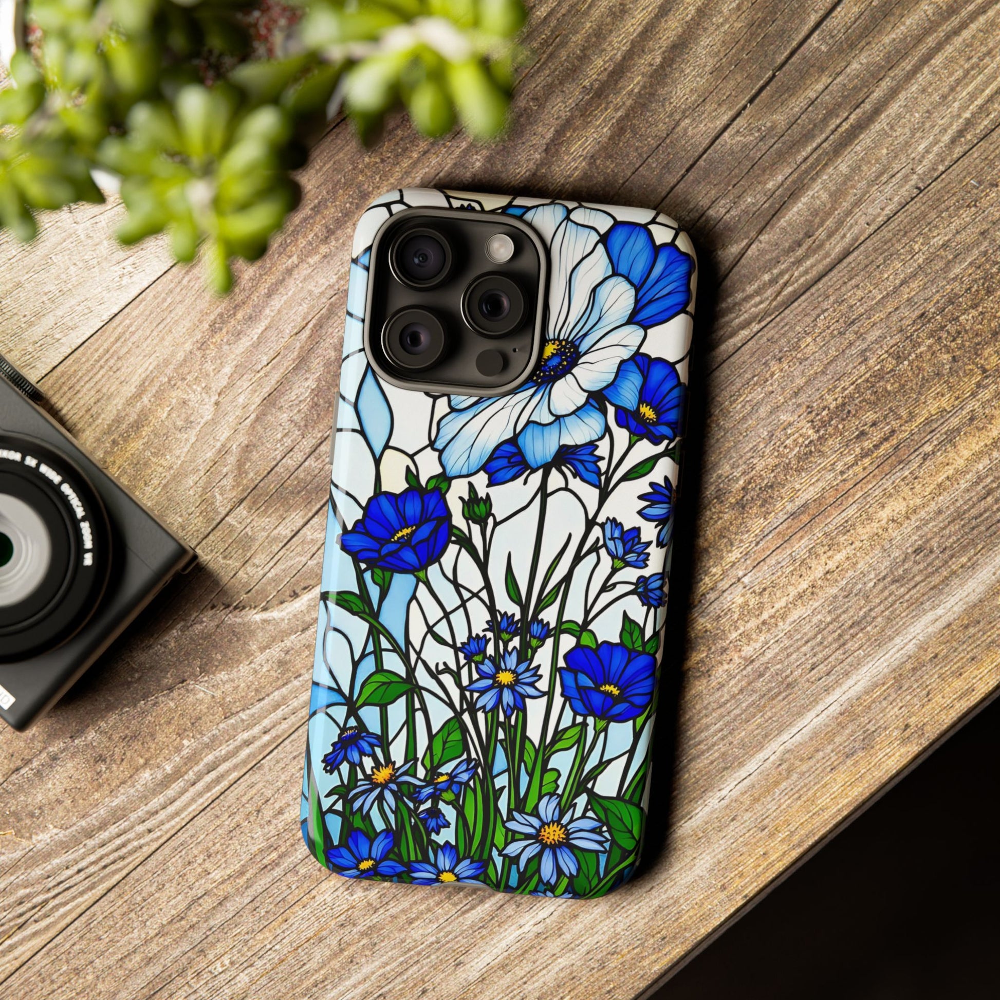 Botanical Stained Glass Tough Case - Floral Phone Cover, Protective Phone Case, Flower Pattern Phone Shell, Nature Inspired Smartphone Case,