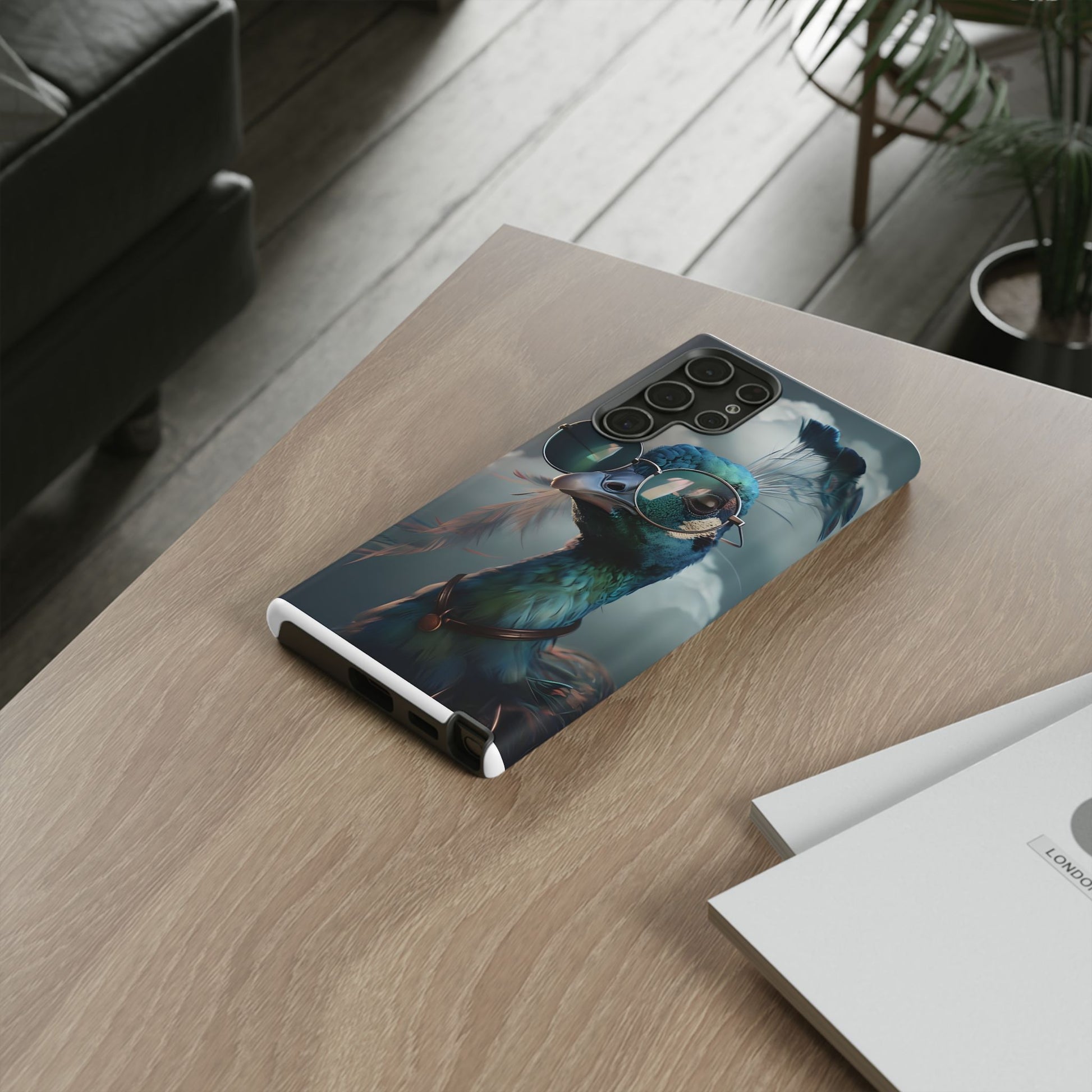 Phone Case, Peacock Design, Neon Lighting, Unique Gift, Hard Shell Cover, Protective Sleeve