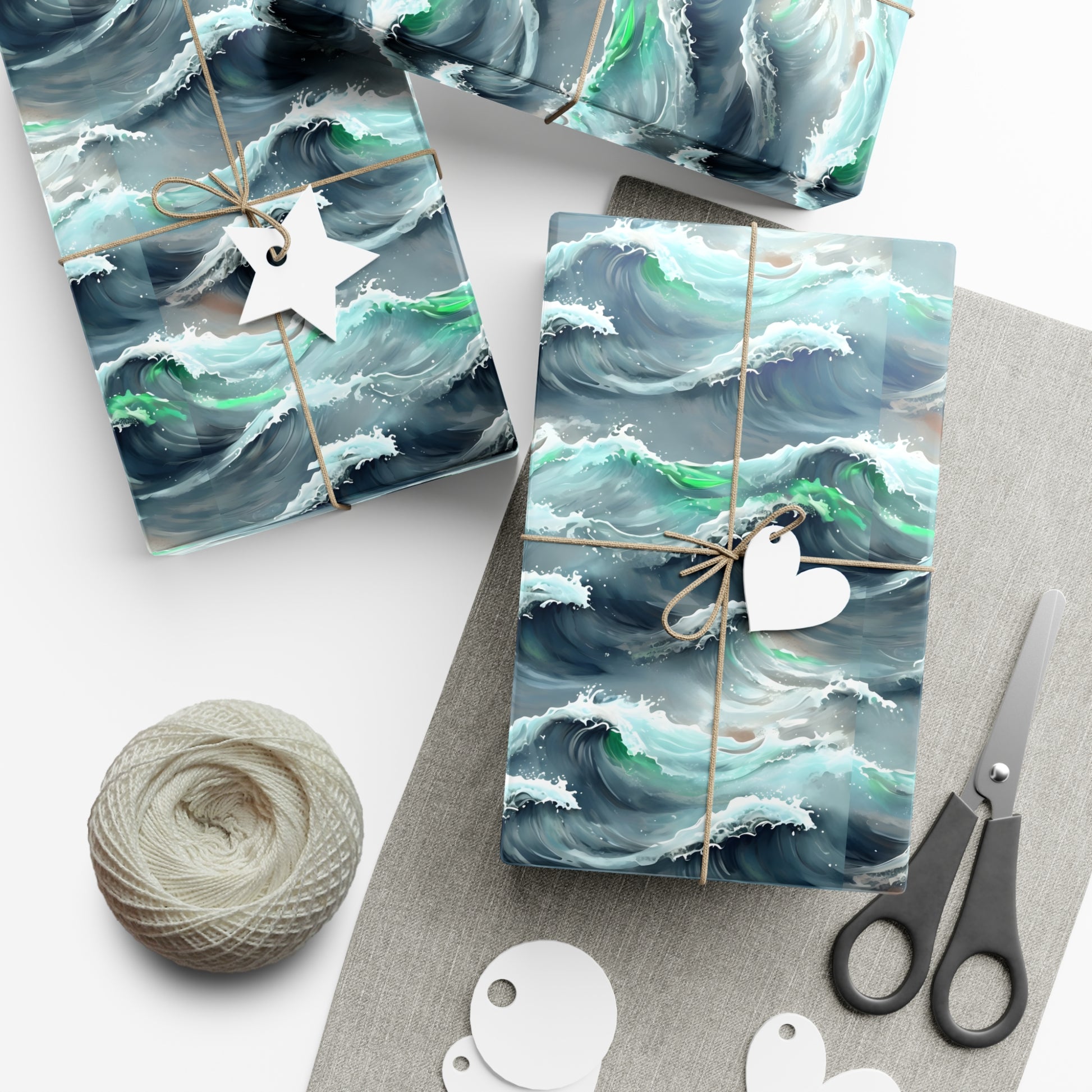 Ocean Waves Gift Wrap, Anime Design, Wrapping Paper Roll, Japanese Inspired Pattern, Gift Wrap Sheets, Birthday Party Supplies