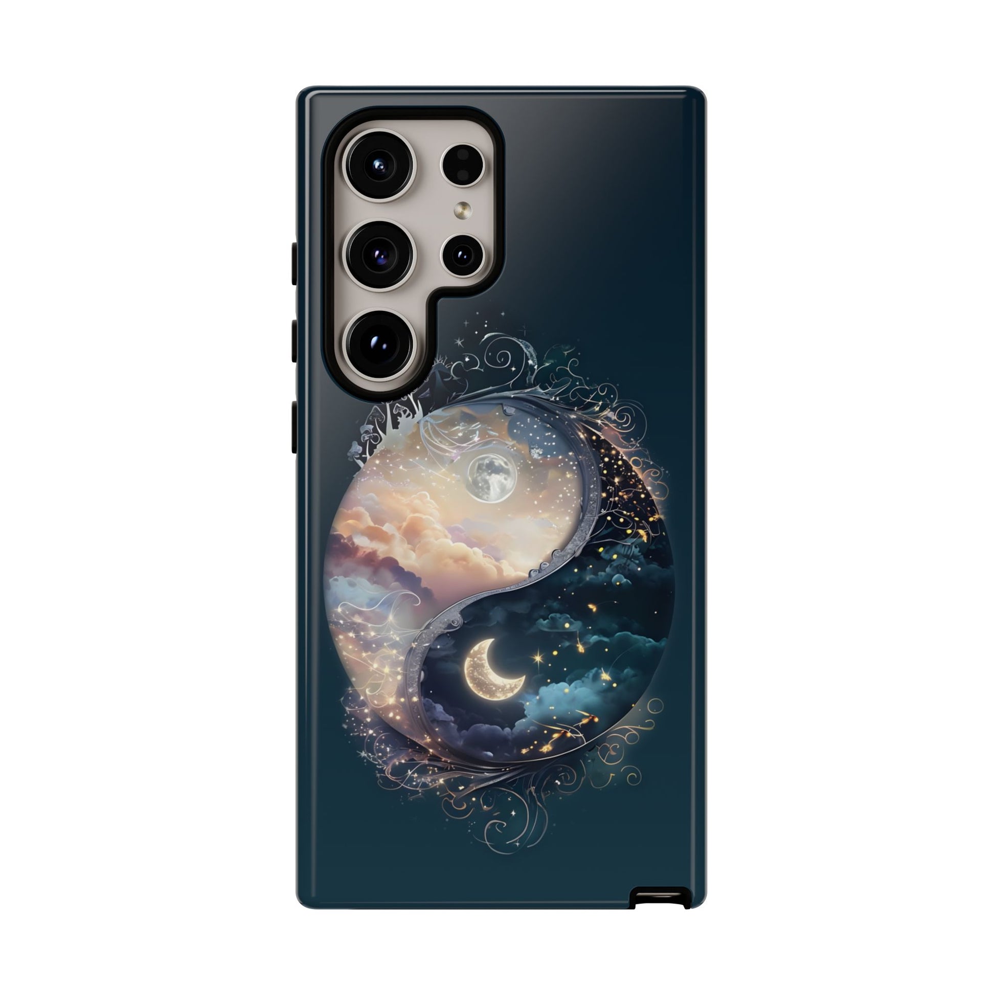 Phone Case, Yin-Yang Symbol Design, Whimsical Day Night Fantasy Print, Protective Cover, Tough Skin, Phone Accessories, Phone Protection