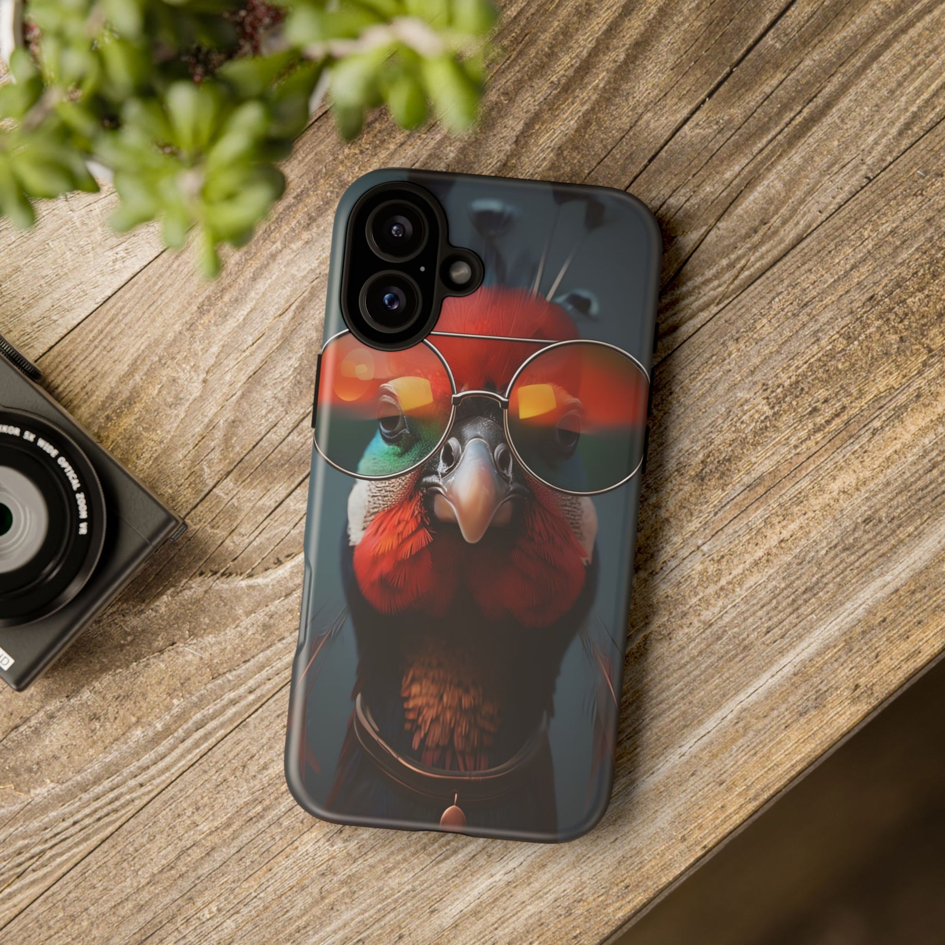 Phone Cases, Bright Exotic Bird in Cool Sunglasses, Protective Tough Cover, Tropical Animal Print, Unique Gift for Bird Lovers, Accessories