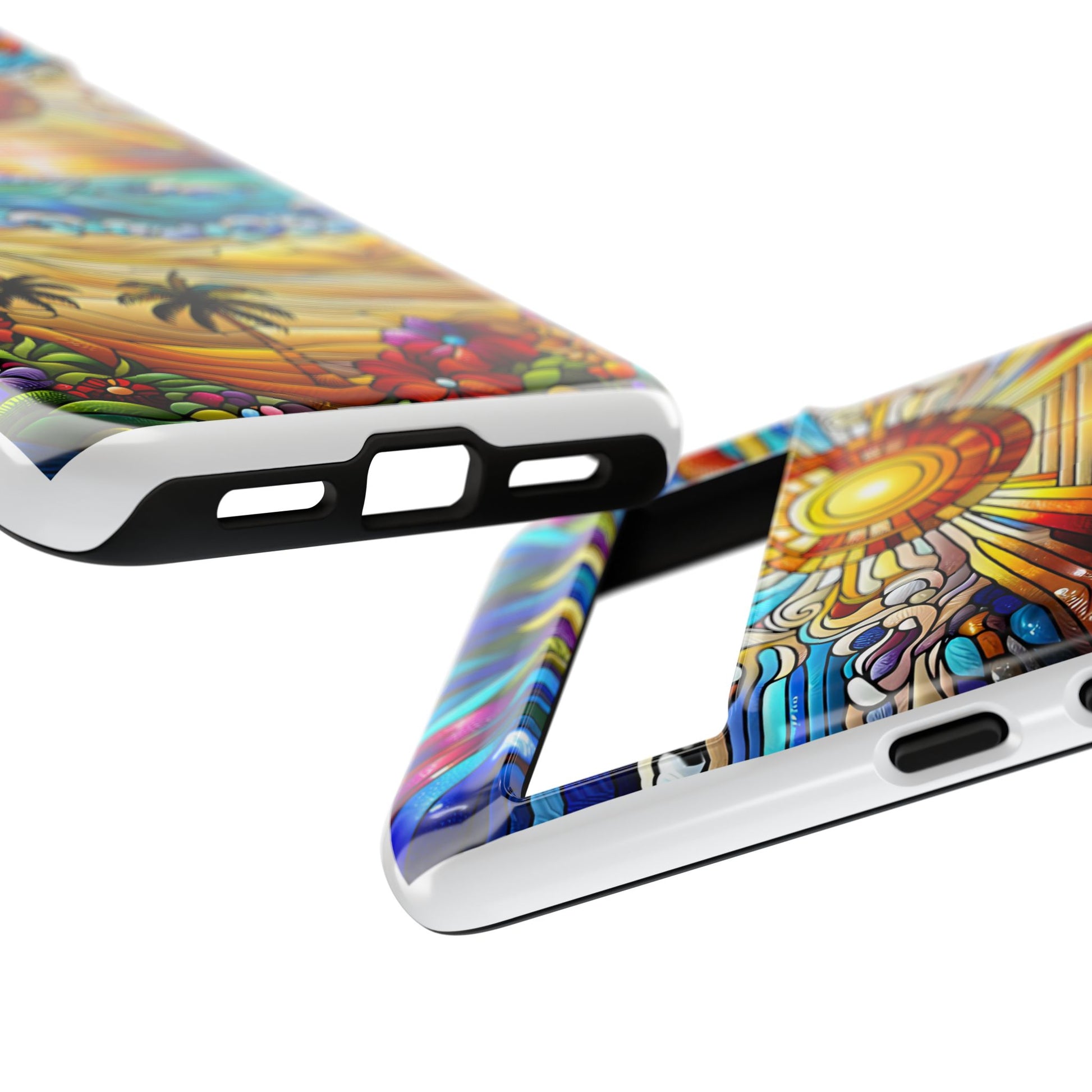 Stained Glass Tough Cases, Protective Phone Case, Nature Inspired Smartphone Cover, Beach Day Summer Accessories, Ocean Lover Gift