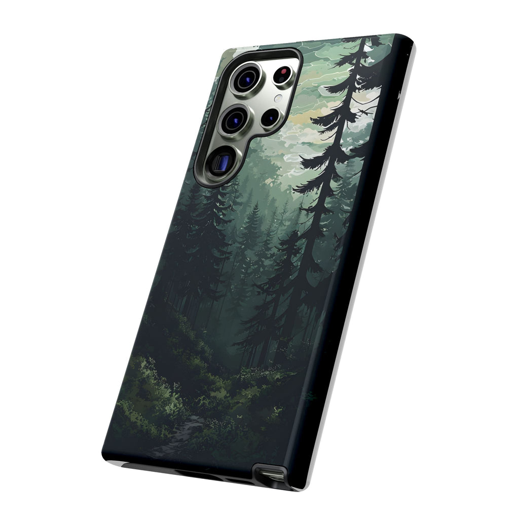 Phone Case, Serene Forest Landscape Digital Illustration Phone Case Cover, Tough Protective Cover, Unique Gift, Trendy