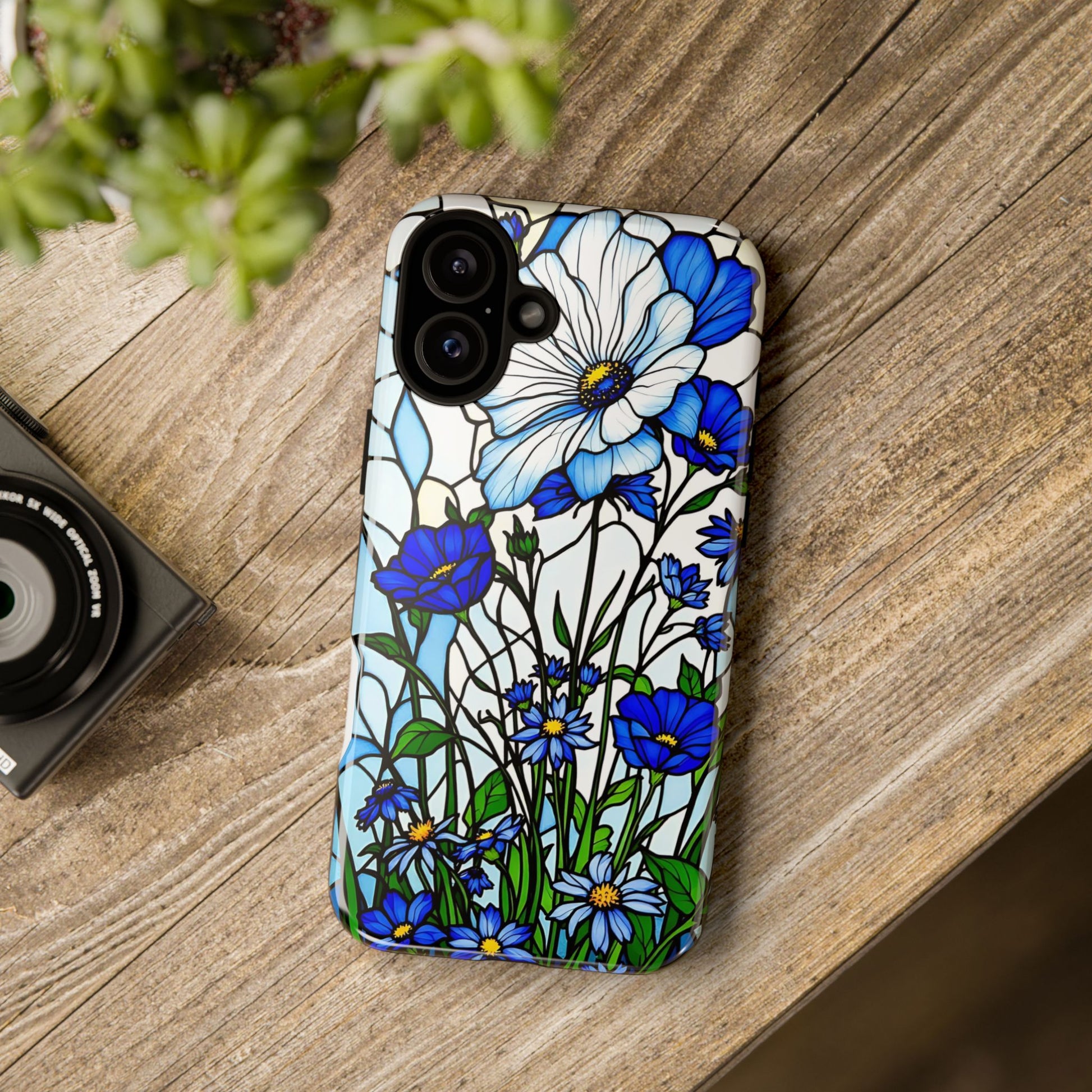 Botanical Stained Glass Tough Case - Floral Phone Cover, Protective Phone Case, Flower Pattern Phone Shell, Nature Inspired Smartphone Case,
