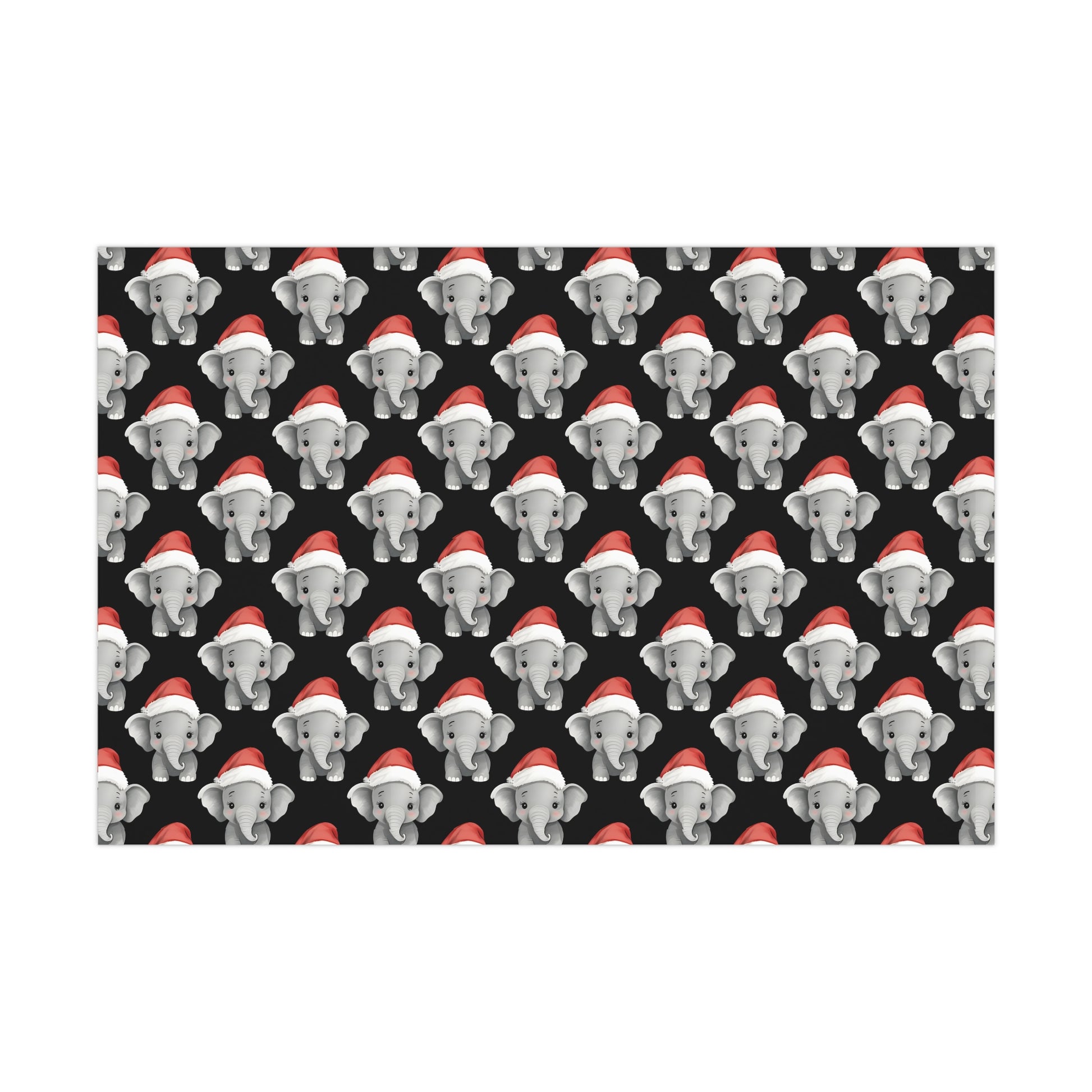 Gift Wrap Papers, Adorable Baby Elephants in Santa Hats - Cute Holiday Wrapping Paper, Christmas Gift Wrap, Festive Gift Wrap Sheets,