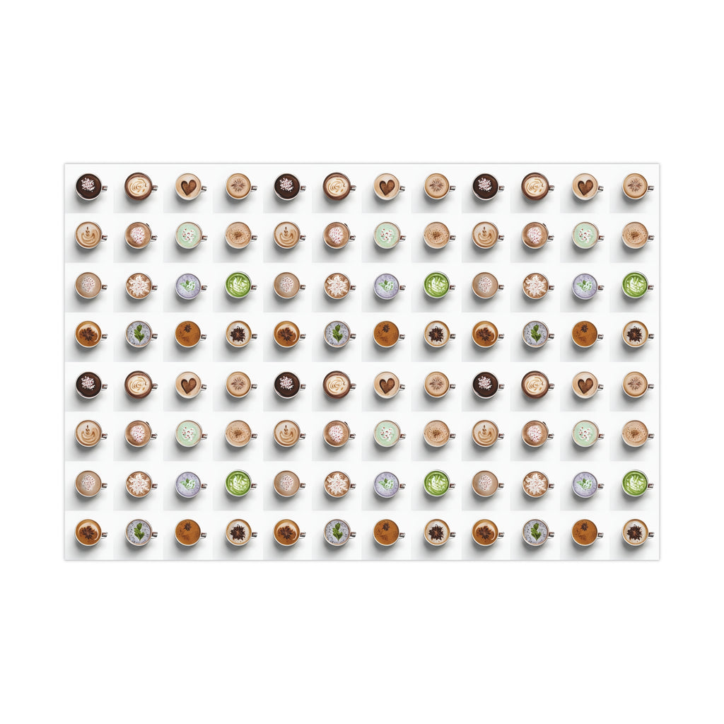 Wrapping Paper, Colorful Lattes On White Background - Gift Wrap Rolls, Eco-Friendly Gift Wrap, Holiday