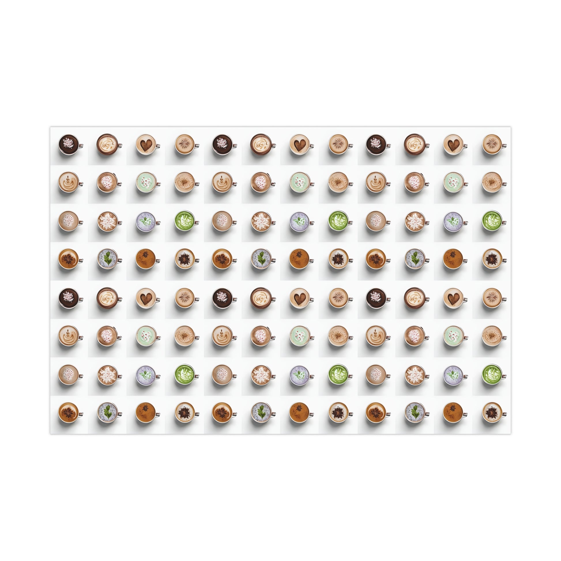 Wrapping Paper, Colorful Lattes On White Background - Gift Wrap Rolls, Eco-Friendly Gift Wrap, Holiday