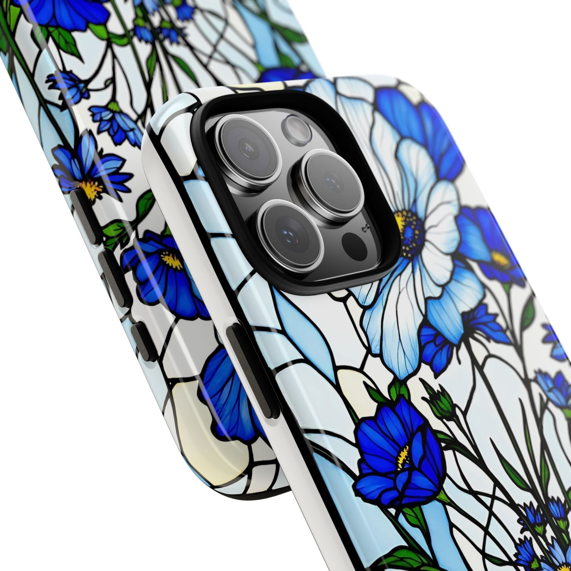 Botanical Stained Glass Tough Case - Floral Phone Cover, Protective Phone Case, Flower Pattern Phone Shell, Nature Inspired Smartphone Case,