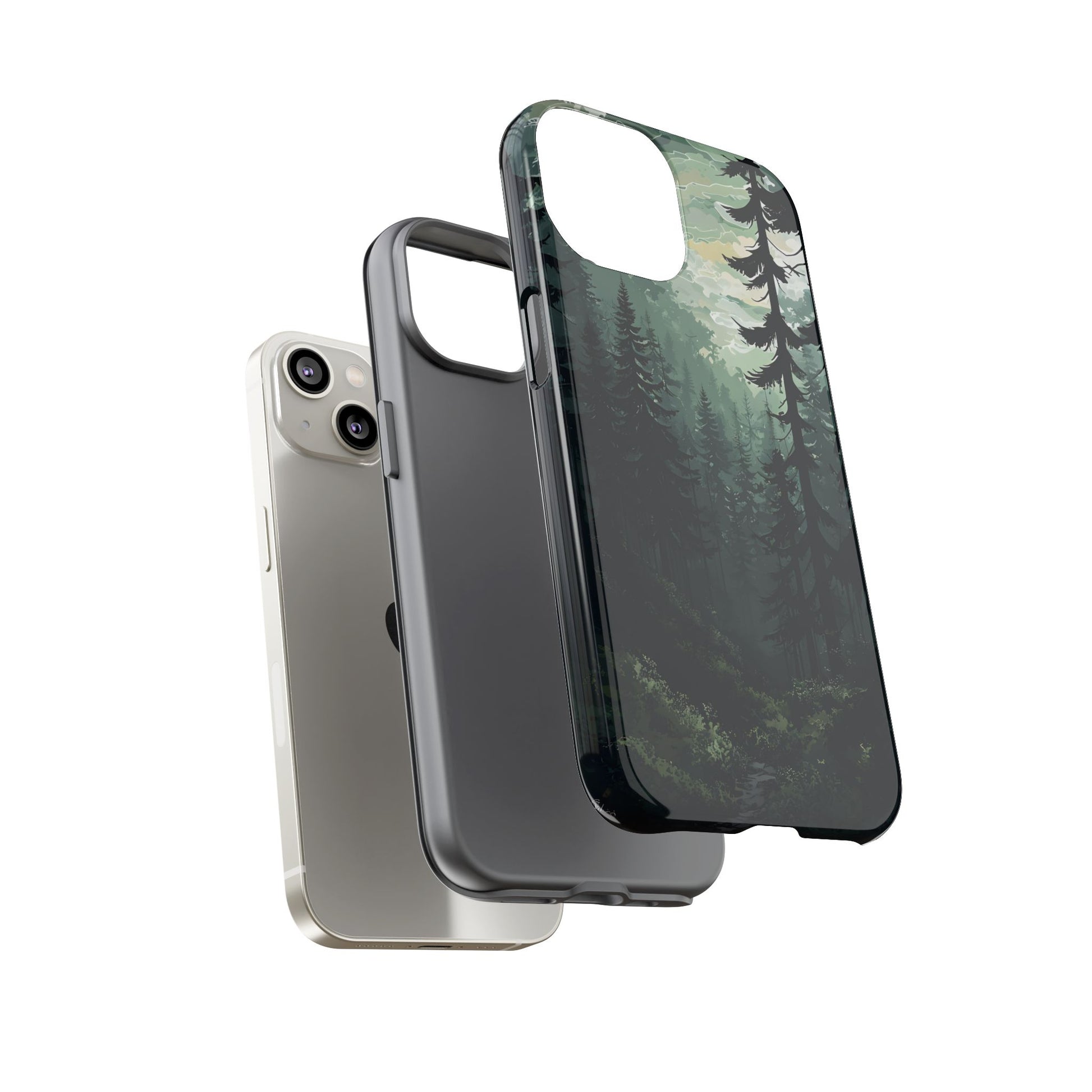 Phone Case, Serene Forest Landscape Digital Illustration Phone Case Cover, Tough Protective Cover, Unique Gift, Trendy
