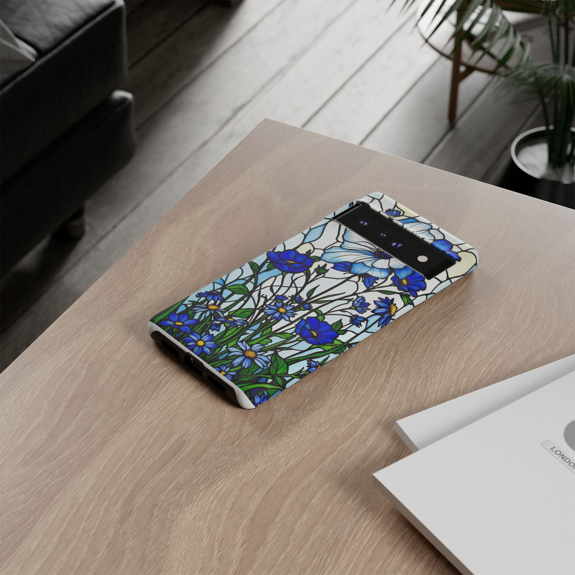 Botanical Stained Glass Tough Case - Floral Phone Cover, Protective Phone Case, Flower Pattern Phone Shell, Nature Inspired Smartphone Case,