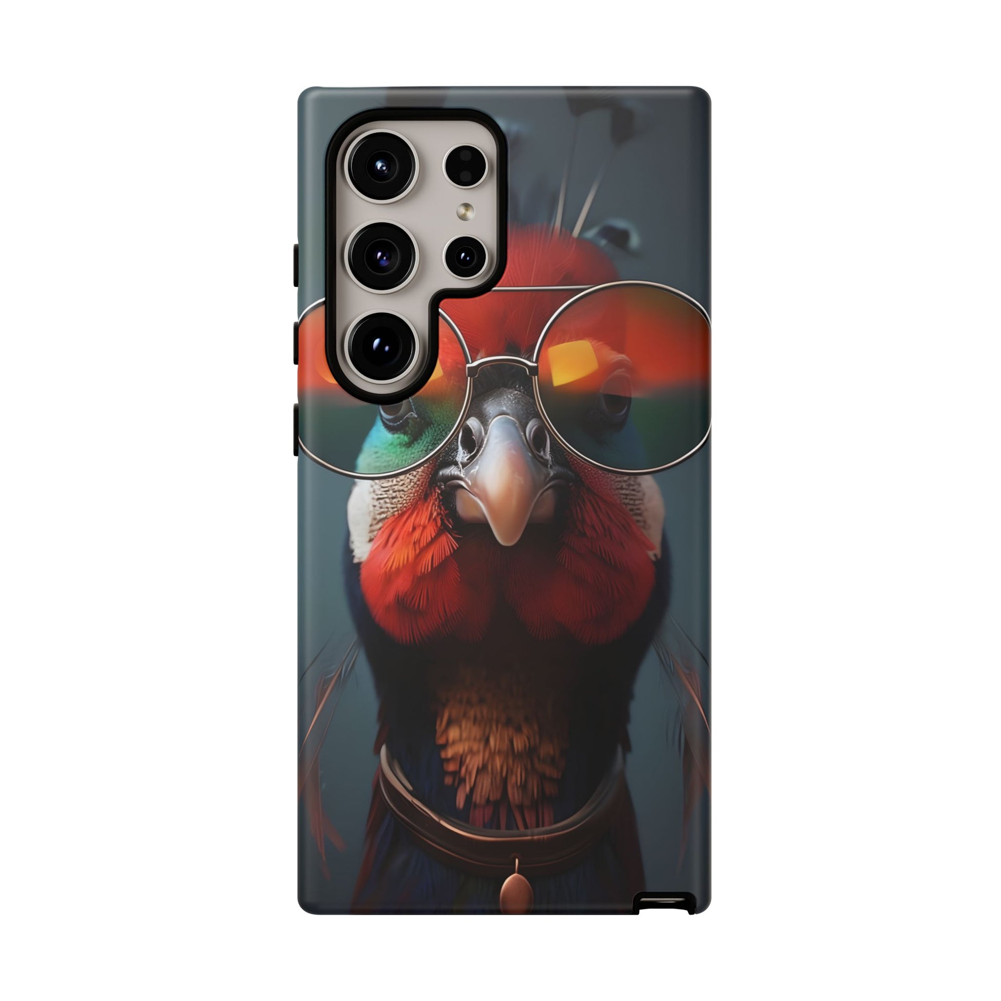 Phone Cases, Bright Exotic Bird in Cool Sunglasses, Protective Tough Cover, Tropical Animal Print, Unique Gift for Bird Lovers, Accessories