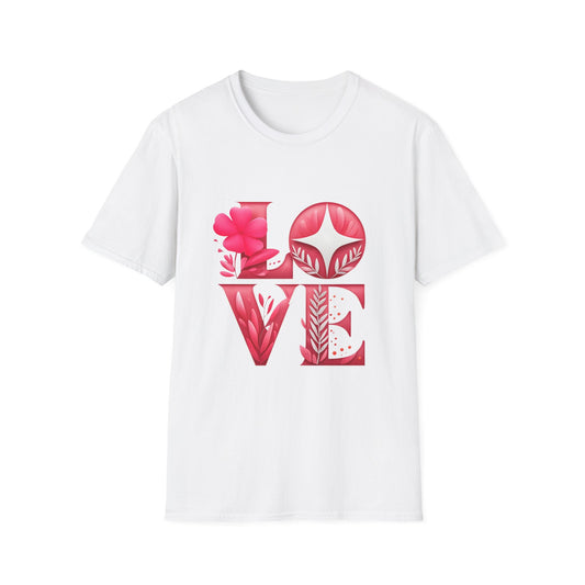 Love Typography Floral T-Shirt, Romantic Graphic Tee, Gift for Her, Valentine's Day Shirt, Spring Fashion Top