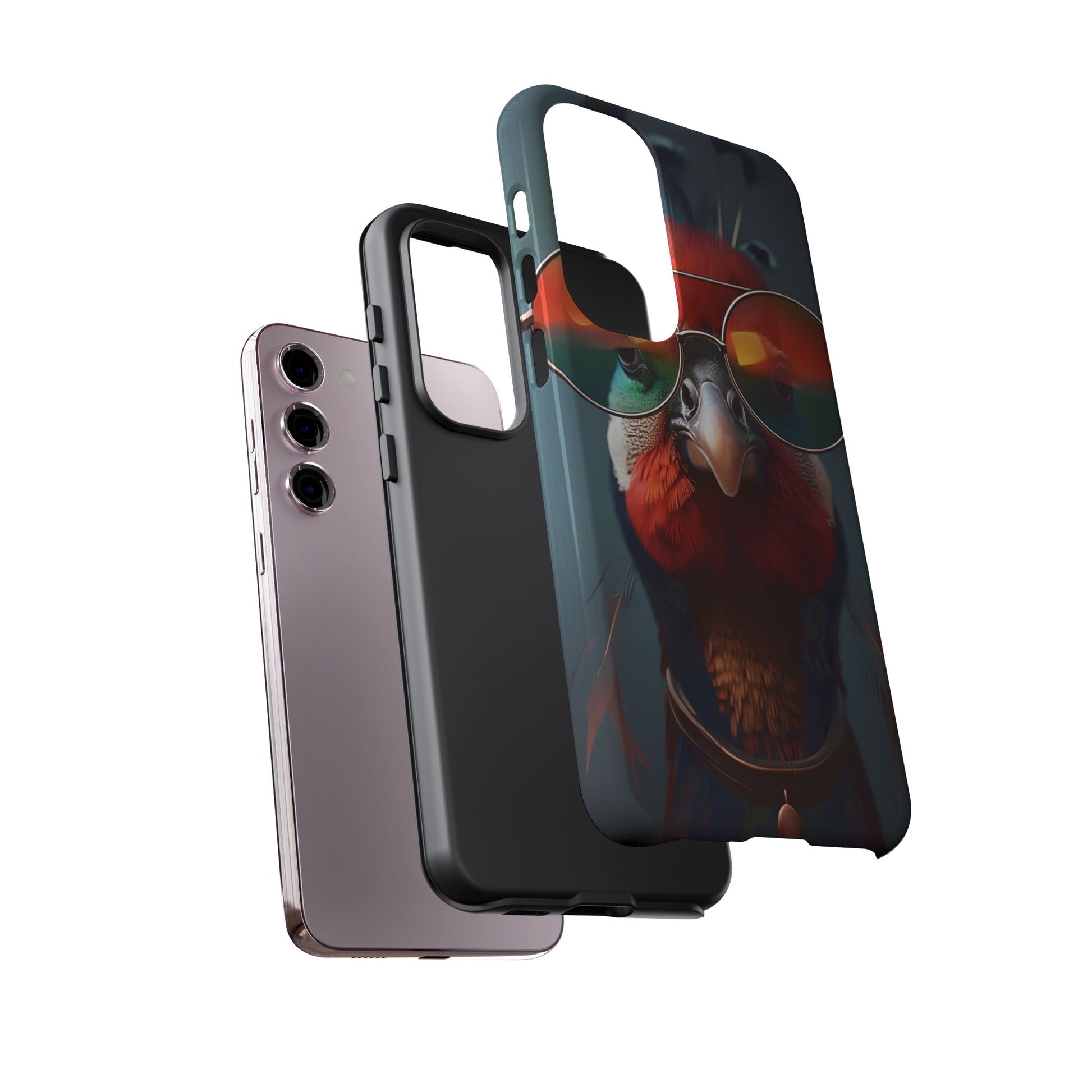 Phone Cases, Bright Exotic Bird in Cool Sunglasses, Protective Tough Cover, Tropical Animal Print, Unique Gift for Bird Lovers, Accessories