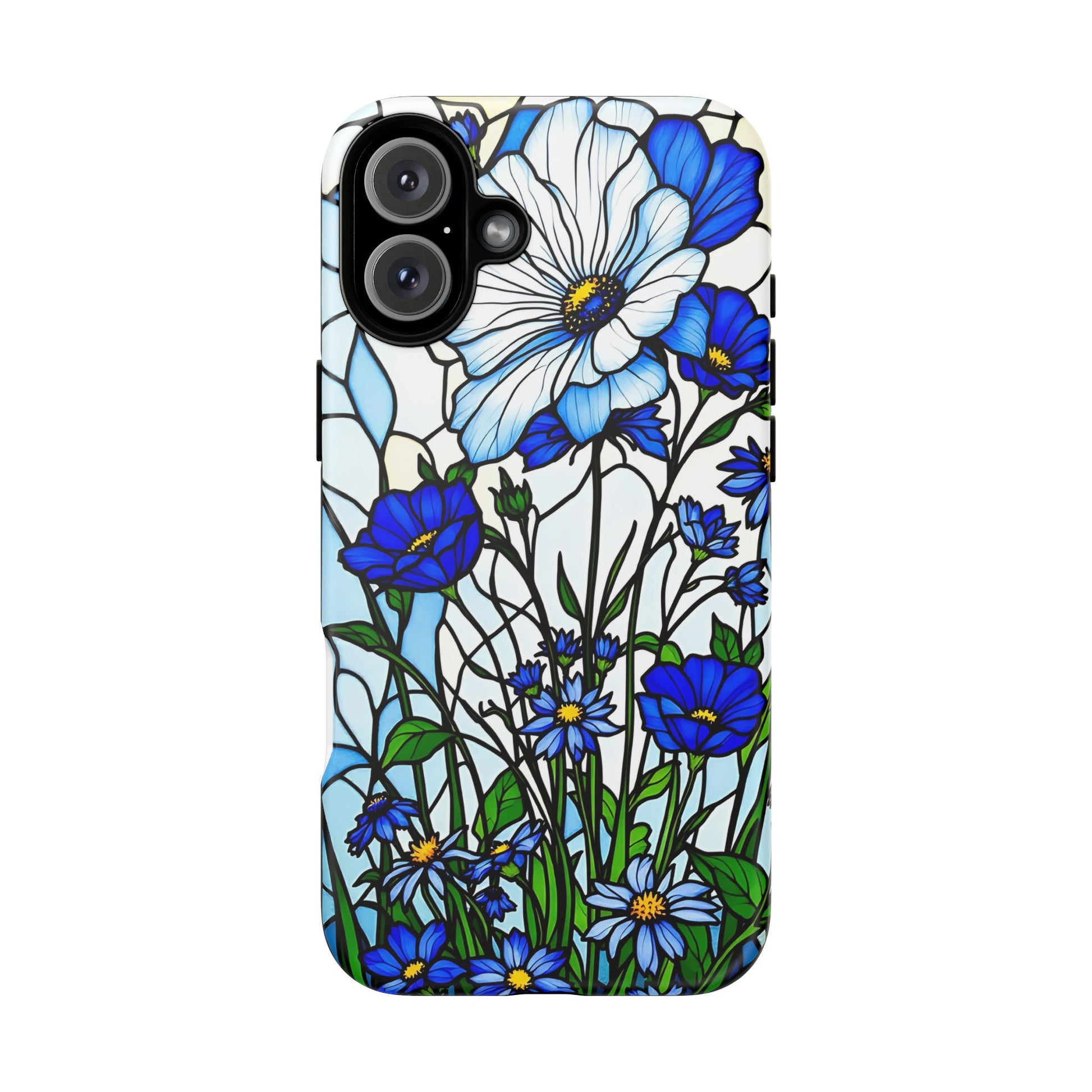 Botanical Stained Glass Tough Case - Floral Phone Cover, Protective Phone Case, Flower Pattern Phone Shell, Nature Inspired Smartphone Case,