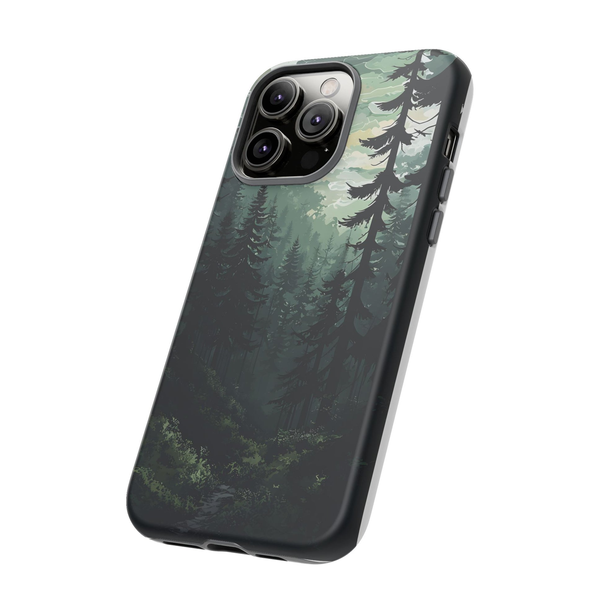 Phone Case, Serene Forest Landscape Digital Illustration Phone Case Cover, Tough Protective Cover, Unique Gift, Trendy