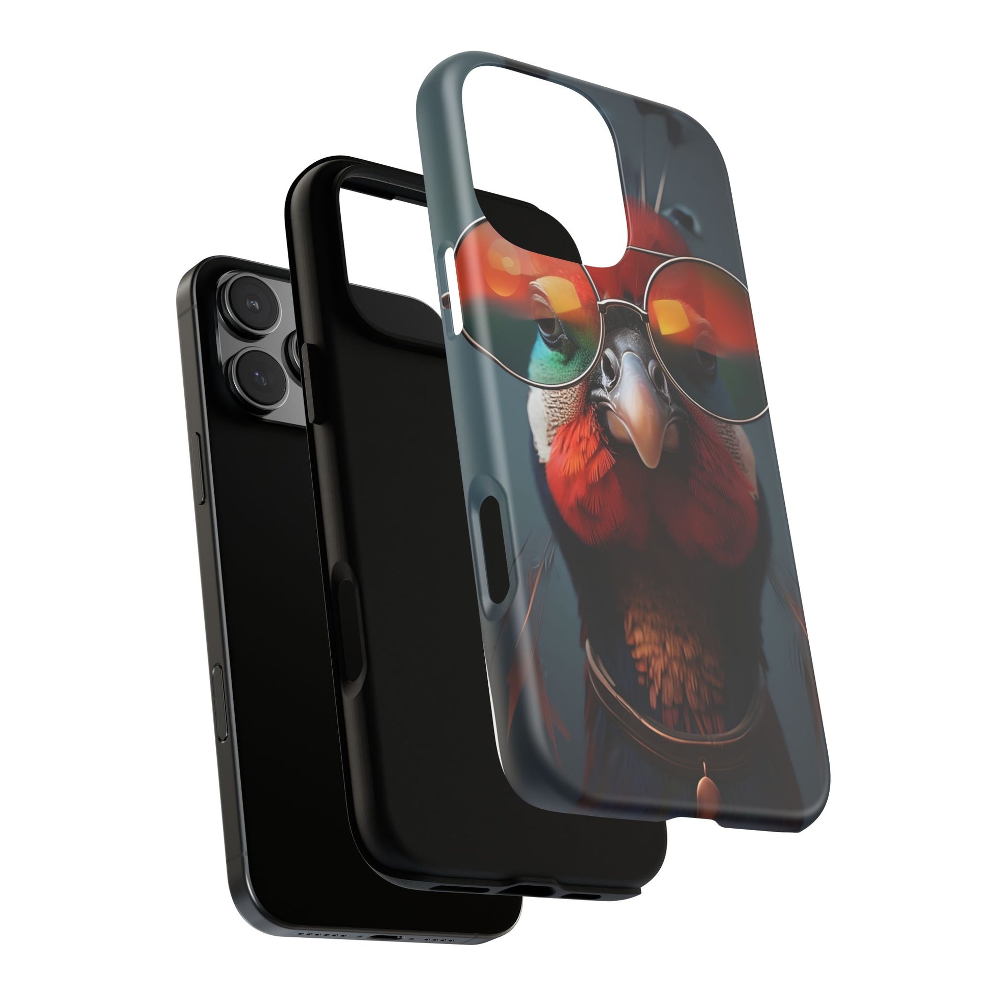 Phone Cases, Bright Exotic Bird in Cool Sunglasses, Protective Tough Cover, Tropical Animal Print, Unique Gift for Bird Lovers, Accessories