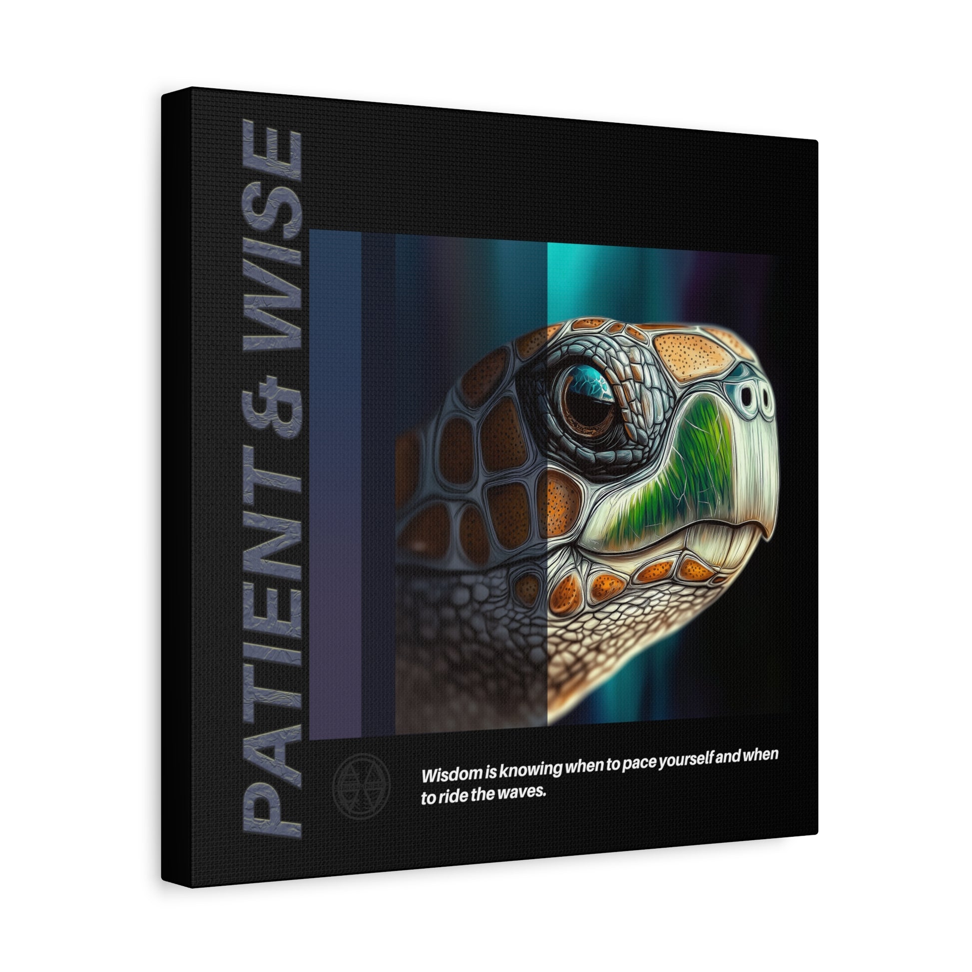 Canvas Art, Inspirational Turtle Wall Decor, Motivational Home Decor, Nature Gift, Abstract Animal Artwork, Wildlife, Patient & Wise