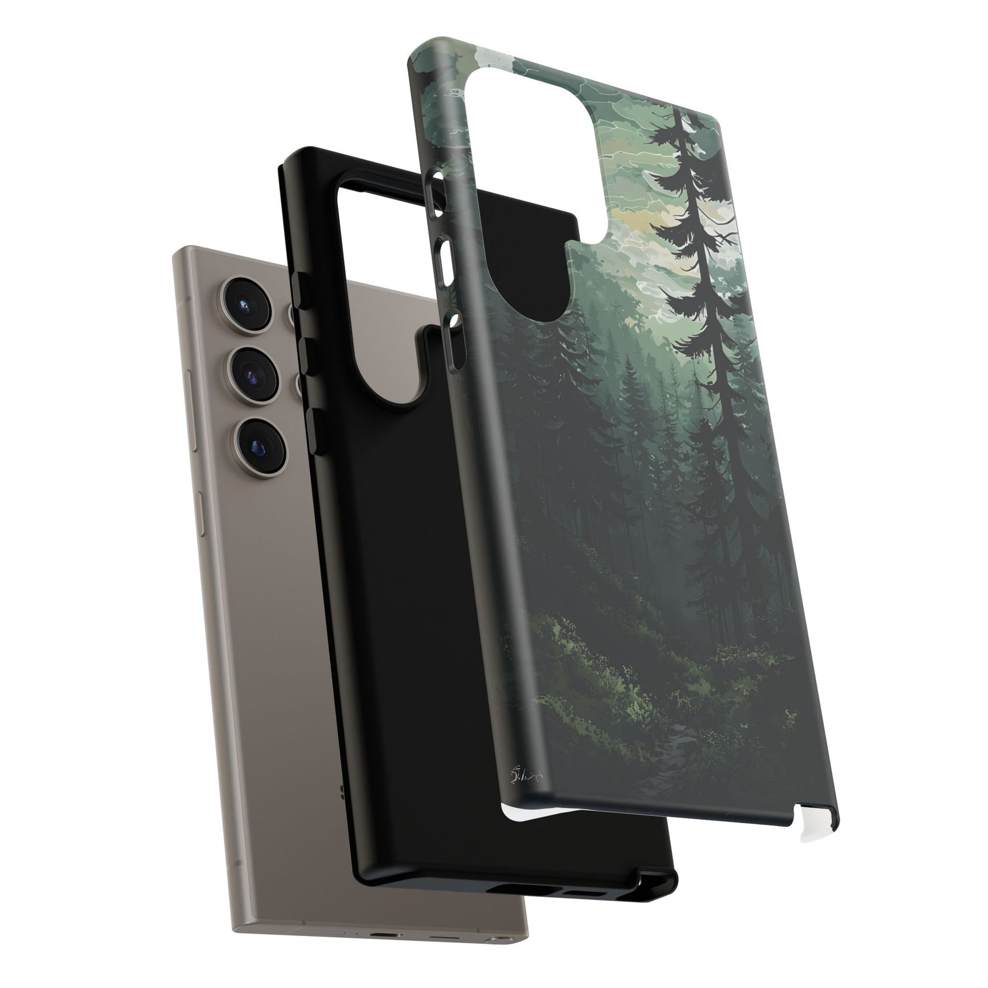 Phone Case, Serene Forest Landscape Digital Illustration Phone Case Cover, Tough Protective Cover, Unique Gift, Trendy