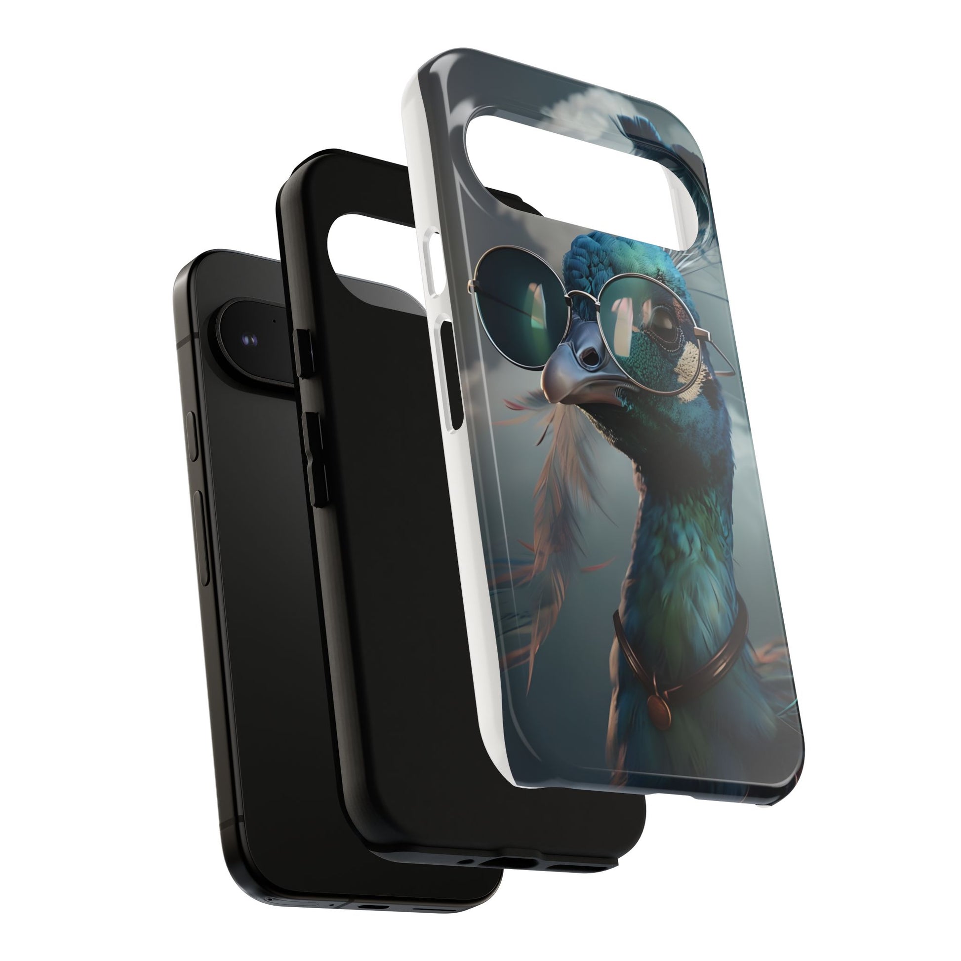 Phone Case, Peacock Design, Neon Lighting, Unique Gift, Hard Shell Cover, Protective Sleeve