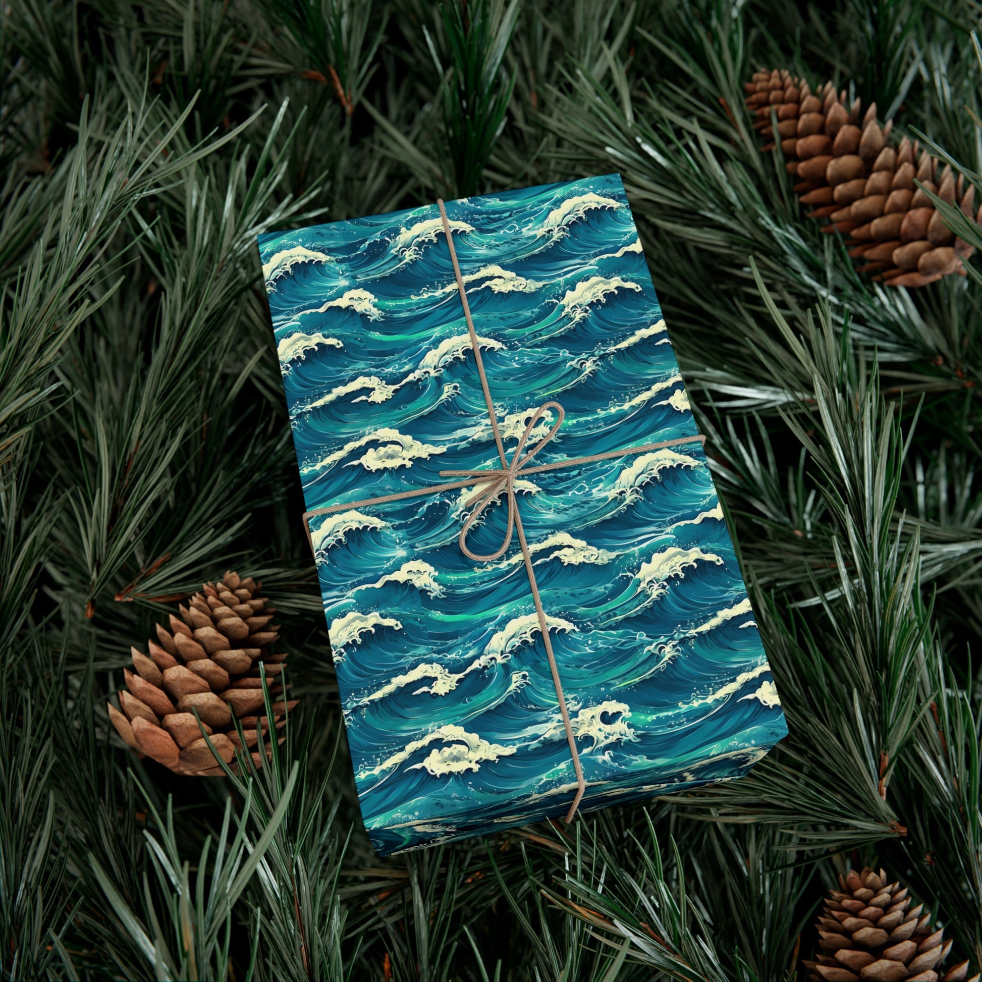 Wrapping Paper Set, Ocean Wave Design, Gift Wrap Roll, Sea Colors, Birthday Gift Packaging, Holiday Wrap, Craft Paper, Party Supplies