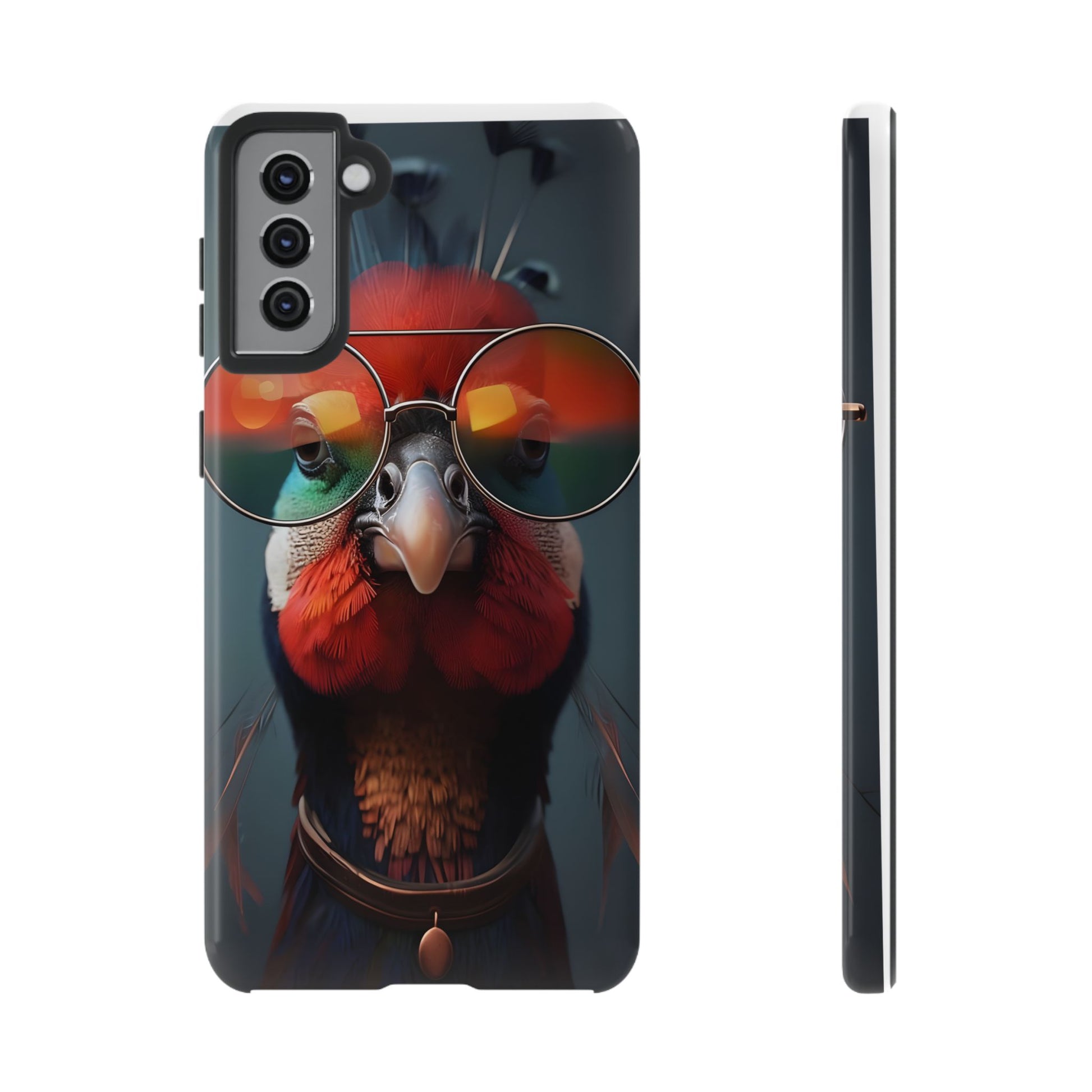 Phone Cases, Bright Exotic Bird in Cool Sunglasses, Protective Tough Cover, Tropical Animal Print, Unique Gift for Bird Lovers, Accessories