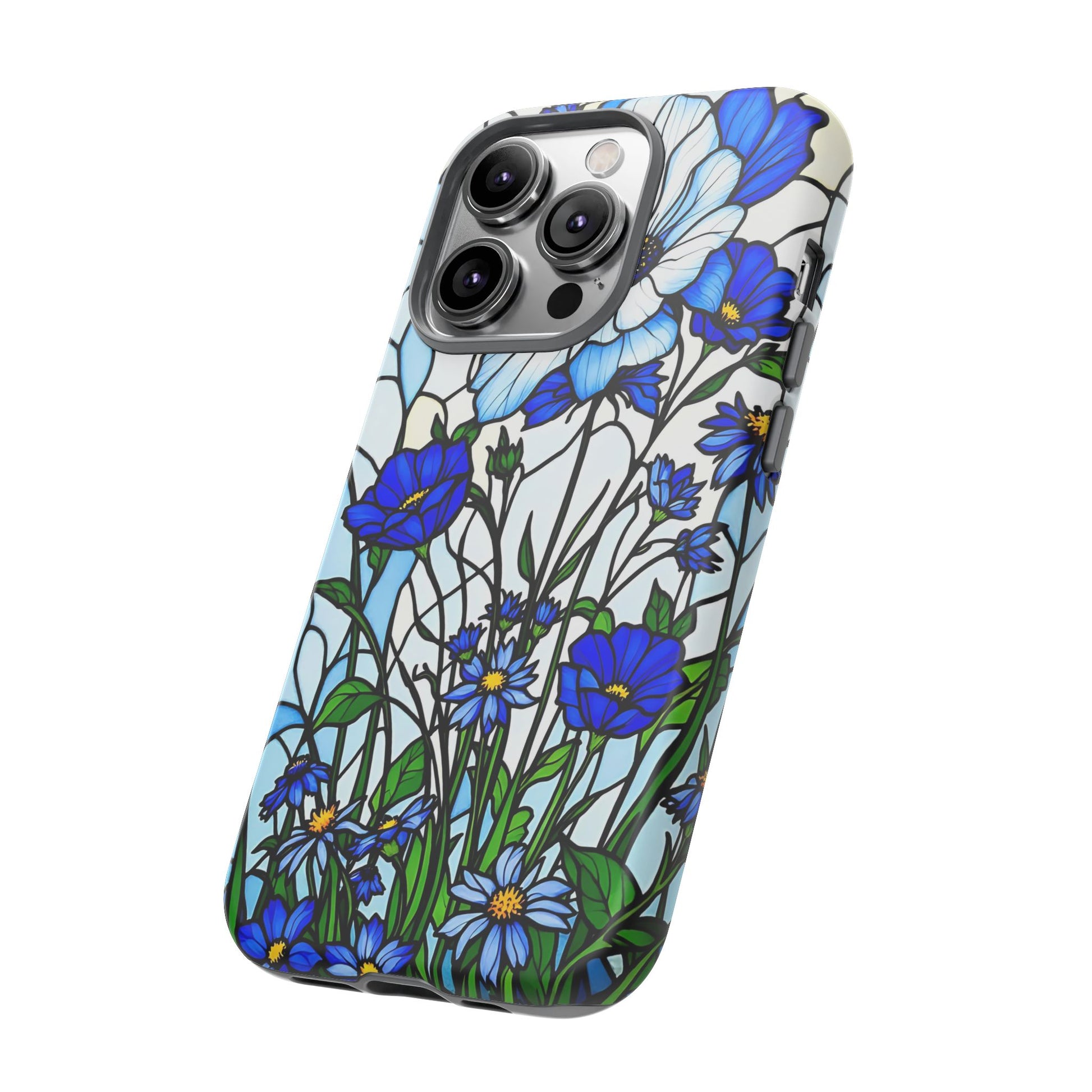 Botanical Stained Glass Tough Case - Floral Phone Cover, Protective Phone Case, Flower Pattern Phone Shell, Nature Inspired Smartphone Case,