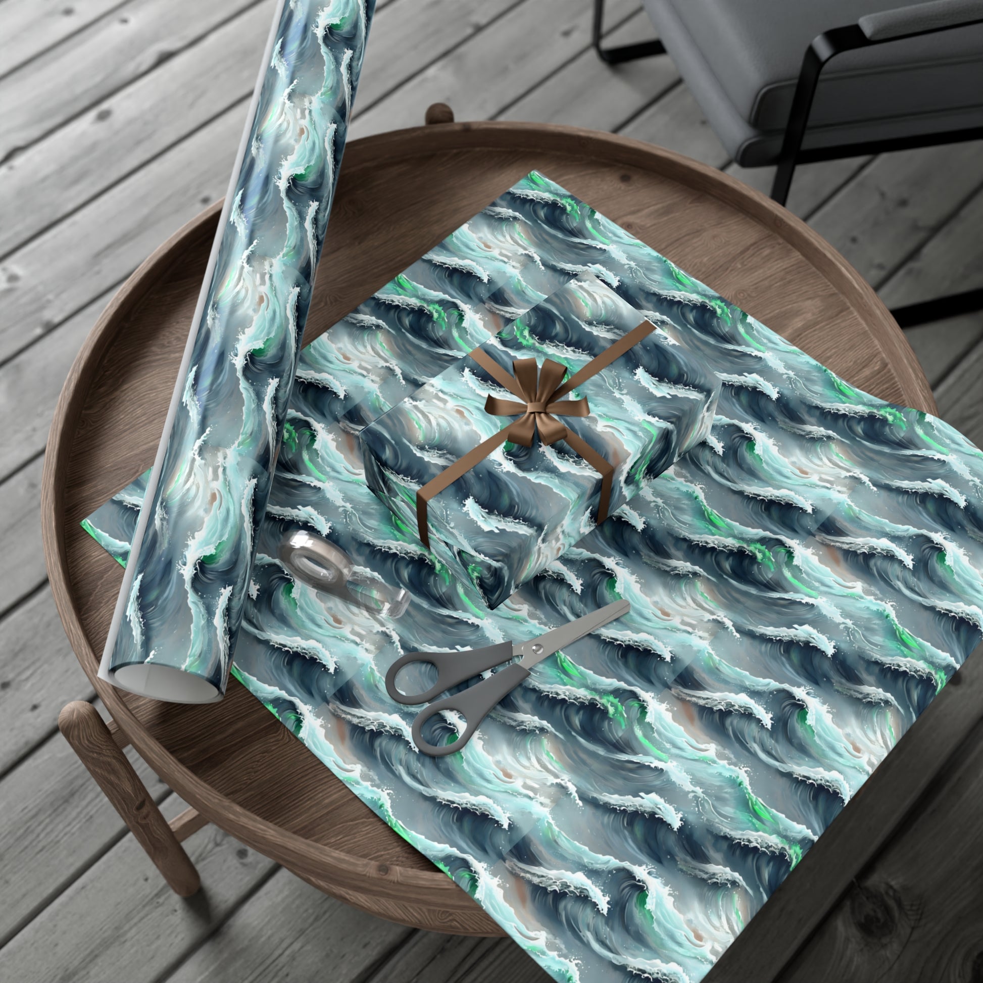 Ocean Waves Gift Wrap, Anime Design, Wrapping Paper Roll, Japanese Inspired Pattern, Gift Wrap Sheets, Birthday Party Supplies