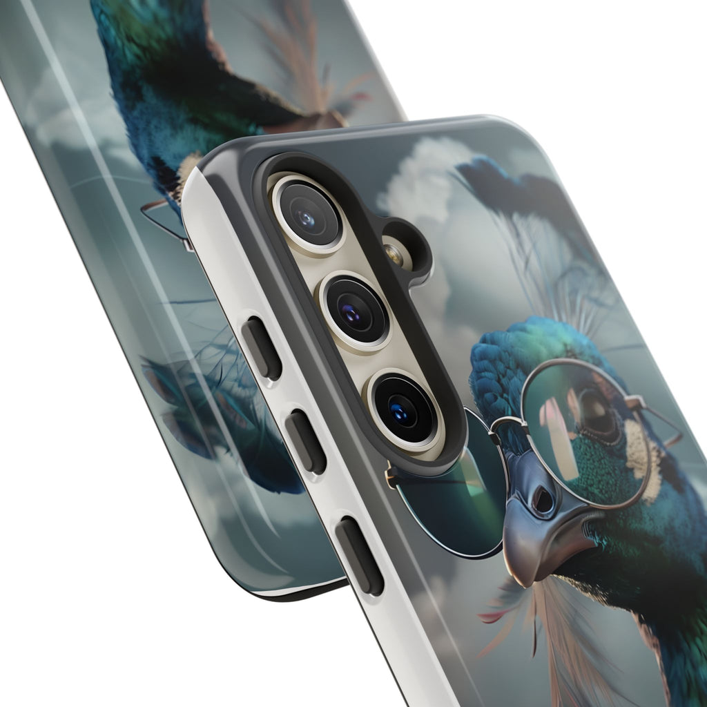 Phone Case, Peacock Design, Neon Lighting, Unique Gift, Hard Shell Cover, Protective Sleeve