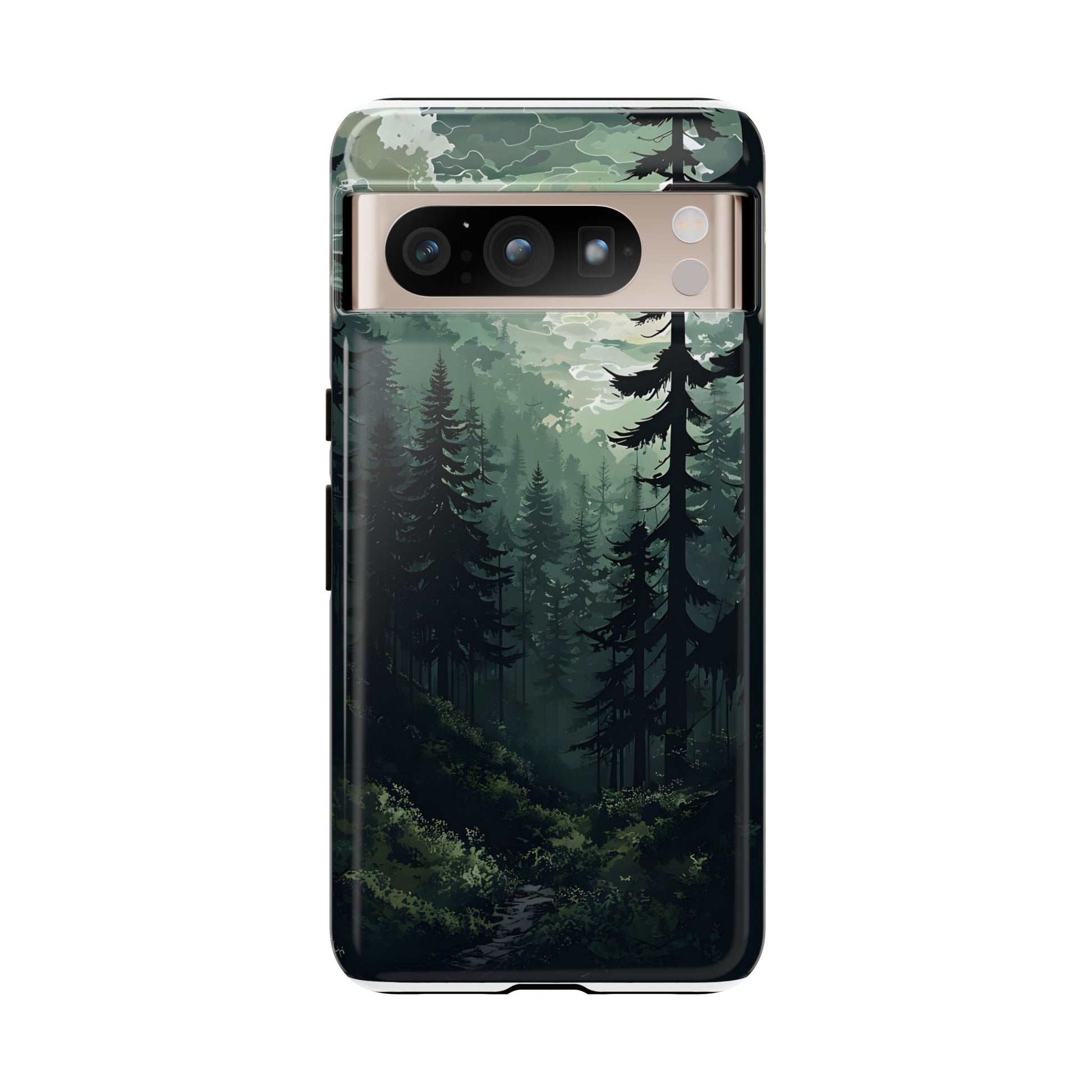 Phone Case, Serene Forest Landscape Digital Illustration Phone Case Cover, Tough Protective Cover, Unique Gift, Trendy