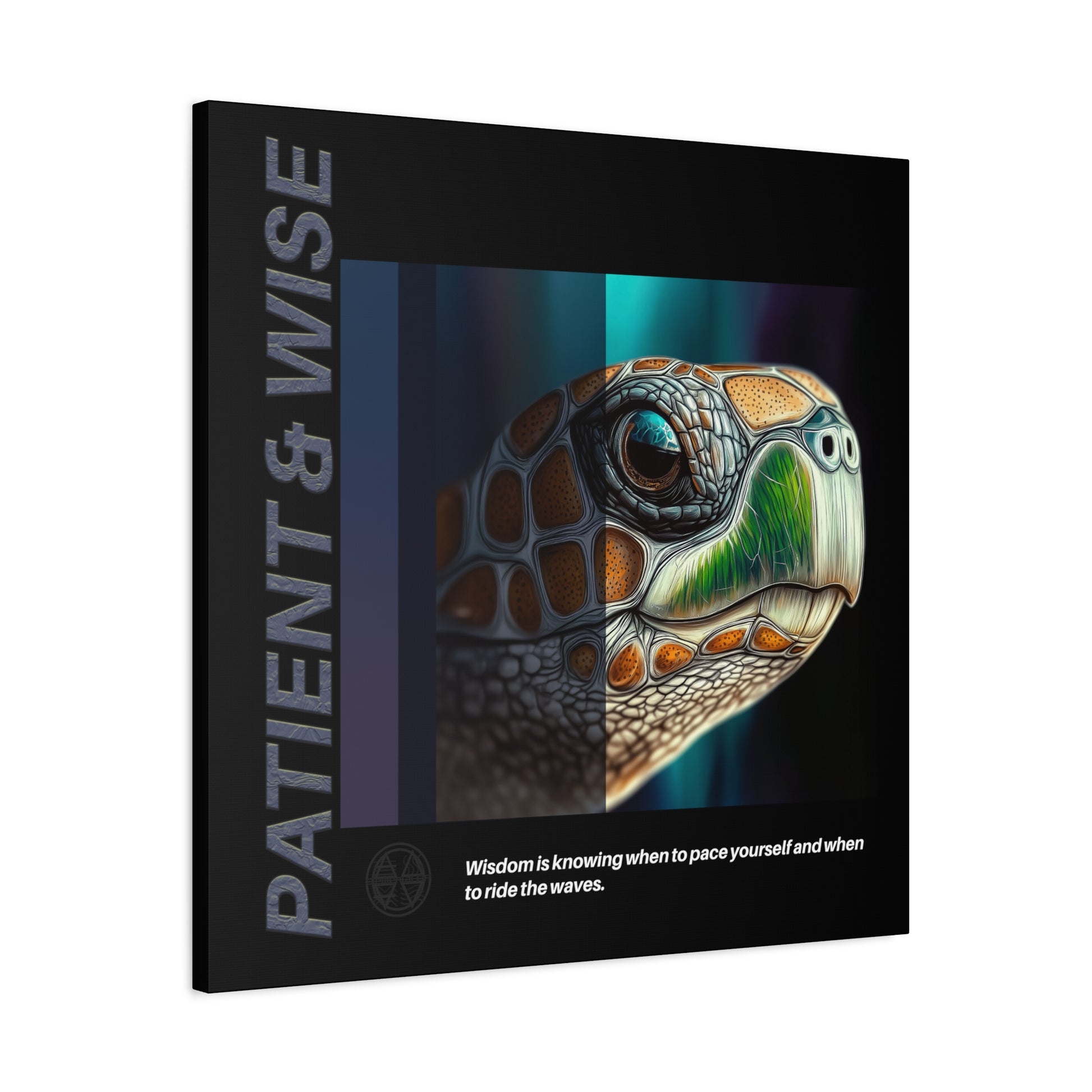 Canvas Art, Inspirational Turtle Wall Decor, Motivational Home Decor, Nature Gift, Abstract Animal Artwork, Wildlife, Patient & Wise