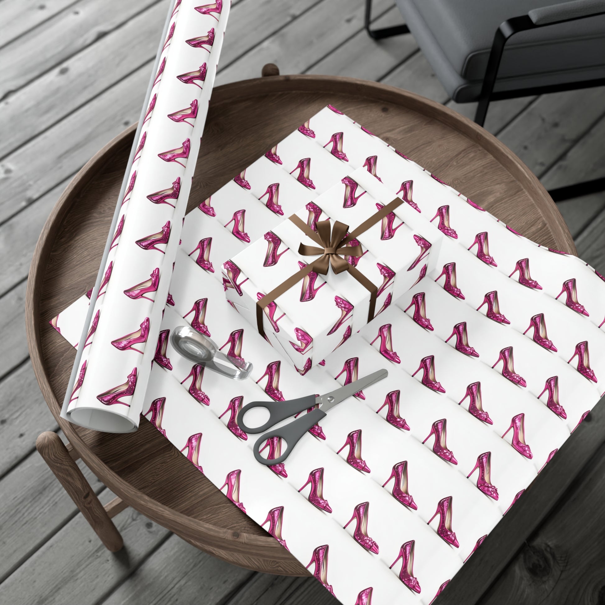 Wrapping Paper, Hot Pink High Heels On White Background - Gift Wrap Rolls, Eco-Friendly Gift Wrap, Holiday