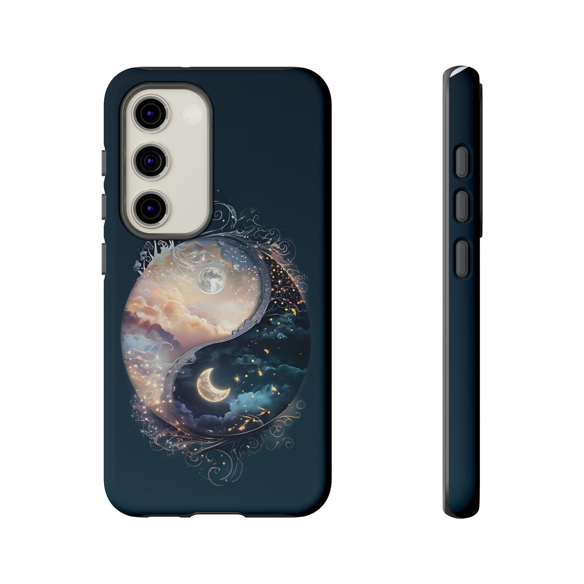 Phone Case, Yin-Yang Symbol Design, Whimsical Day Night Fantasy Print, Protective Cover, Tough Skin, Phone Accessories, Phone Protection