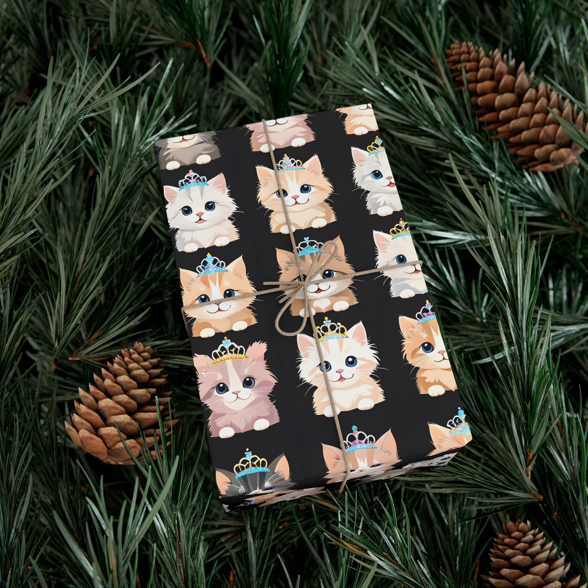 Gift Wrap Papers, Adorable Kittens wearing tiaras - Perfect for cat lovers, birthday gifts, holiday presents, crafting projects - Tissue