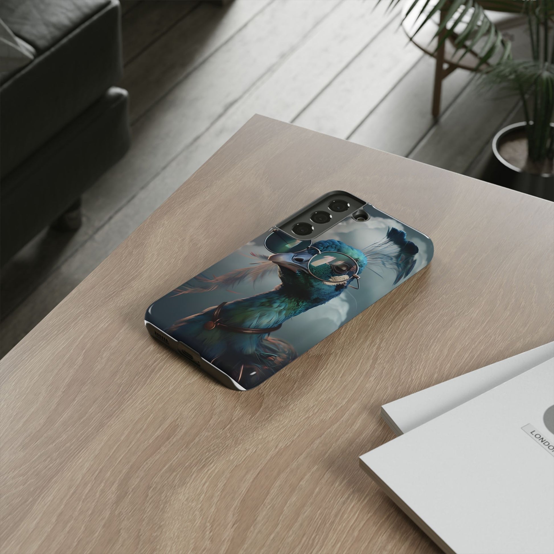 Phone Case, Peacock Design, Neon Lighting, Unique Gift, Hard Shell Cover, Protective Sleeve