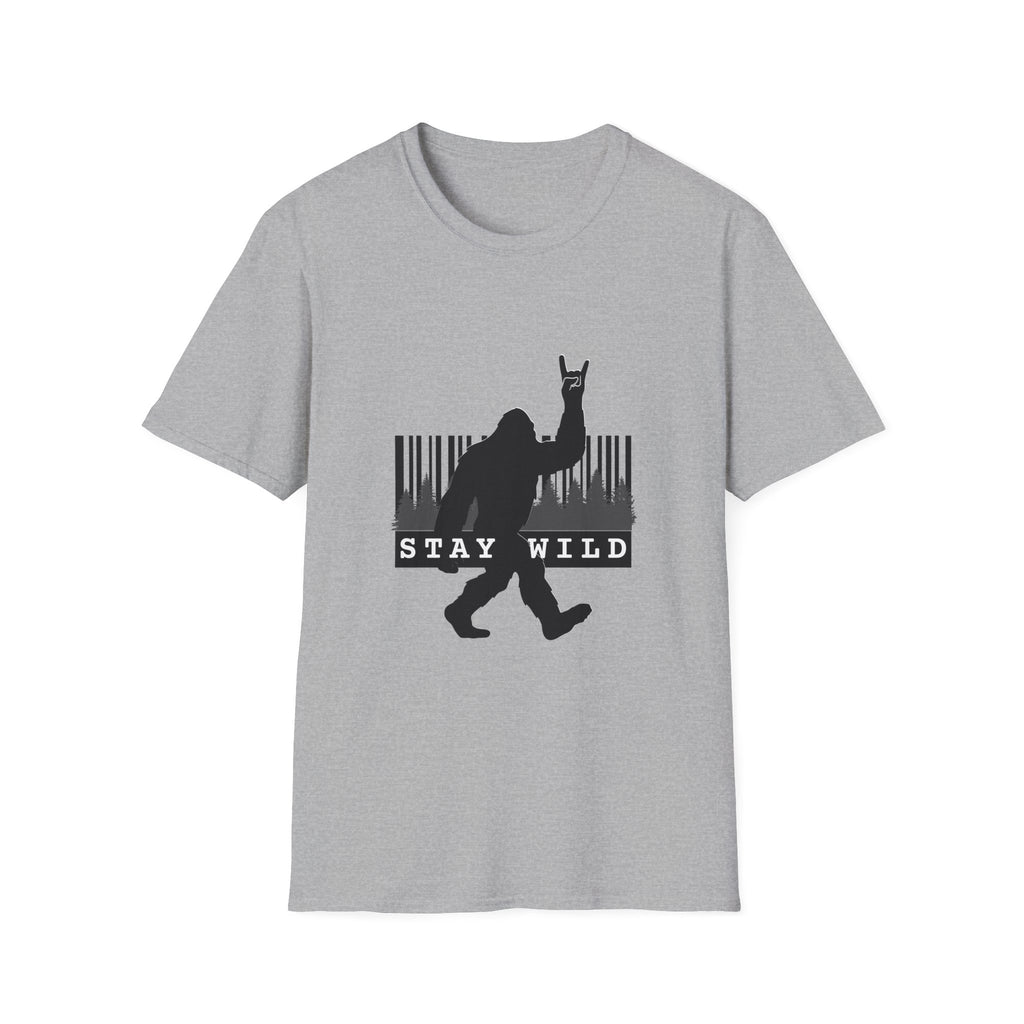 Stay Wild Bigfoot T-Shirt, Unisex Tee for Nature Lovers, Wilderness Adventure Gift, Outdoor Enthusiast Shirt, Festival Wear