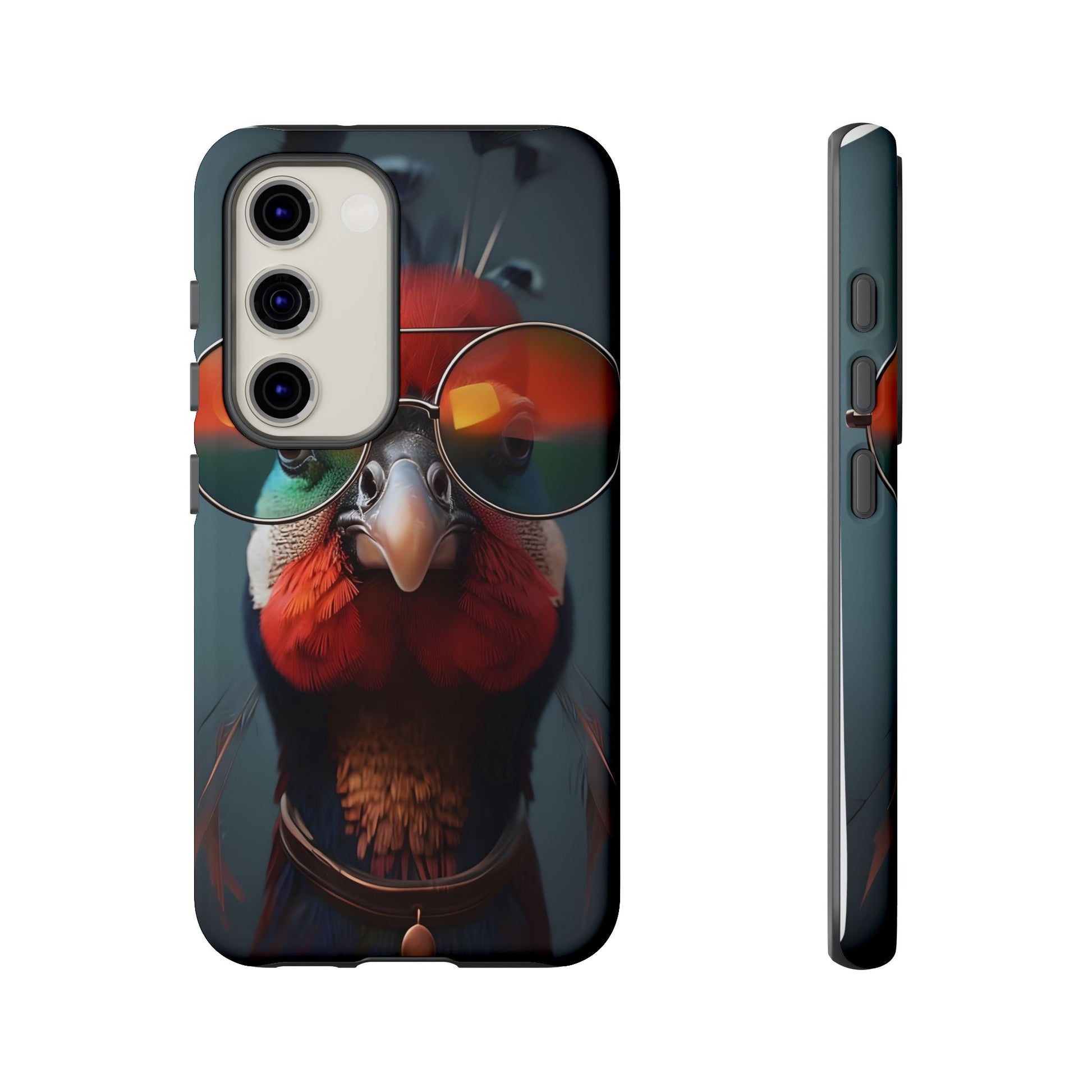 Phone Cases, Bright Exotic Bird in Cool Sunglasses, Protective Tough Cover, Tropical Animal Print, Unique Gift for Bird Lovers, Accessories