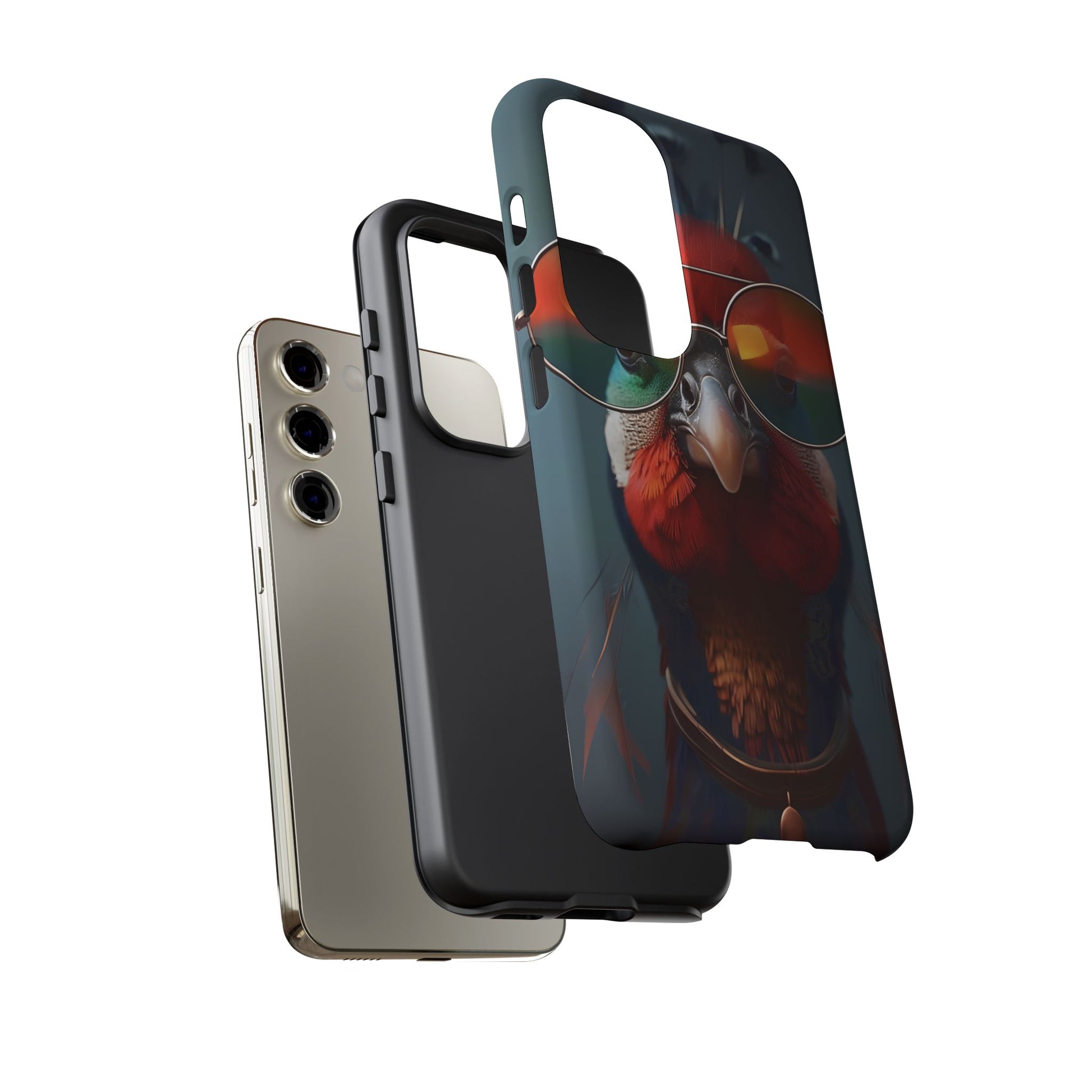 Phone Cases, Bright Exotic Bird in Cool Sunglasses, Protective Tough Cover, Tropical Animal Print, Unique Gift for Bird Lovers, Accessories