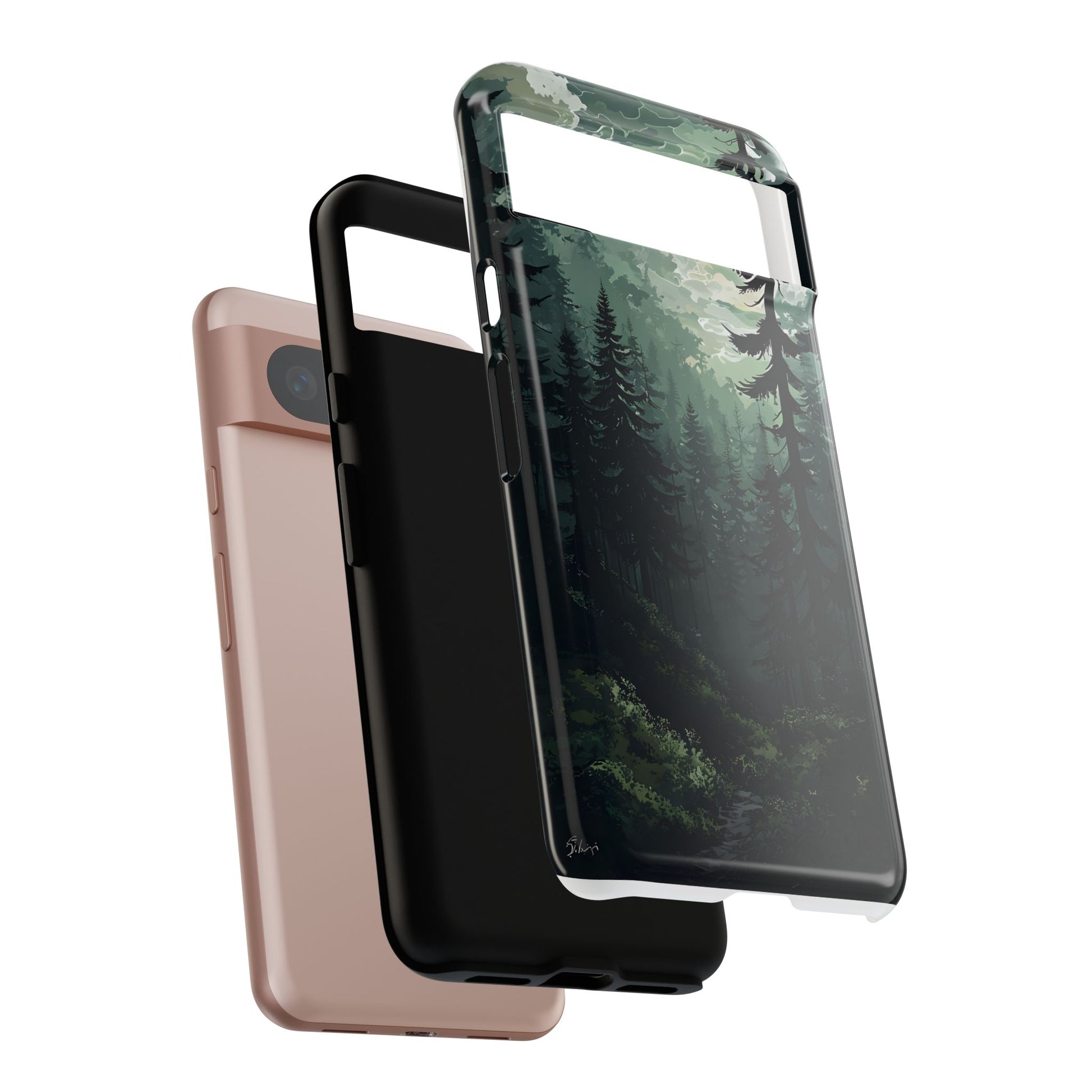 Phone Case, Serene Forest Landscape Digital Illustration Phone Case Cover, Tough Protective Cover, Unique Gift, Trendy