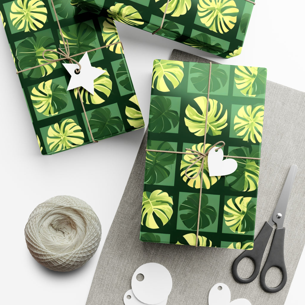 Wrapping Paper, Vibrant Tropical Botanical Pattern With Monstera Leaves - Gift Wrap Rolls, Eco-Friendly Gift Wrap, Holiday Season Wrapping