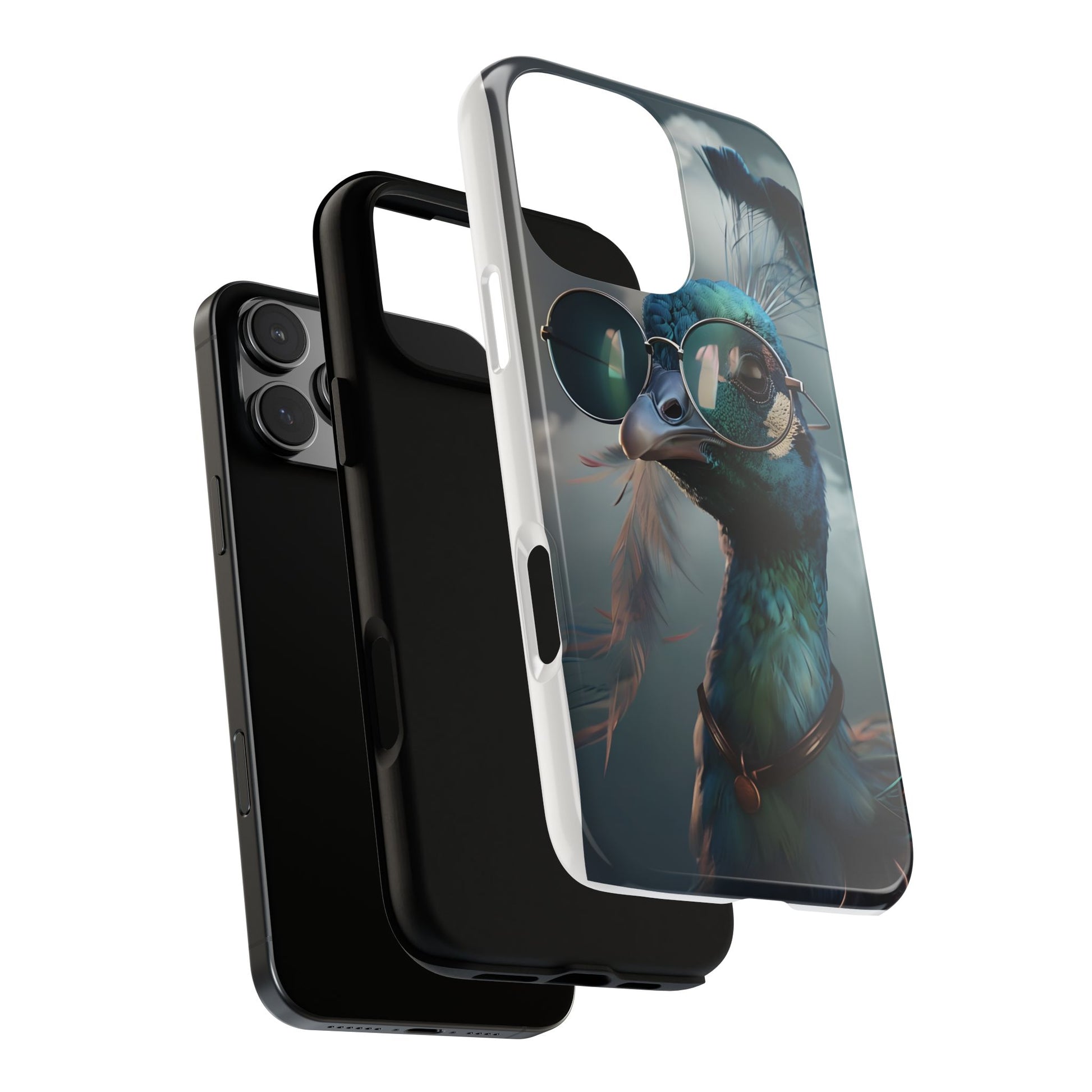 Phone Case, Peacock Design, Neon Lighting, Unique Gift, Hard Shell Cover, Protective Sleeve
