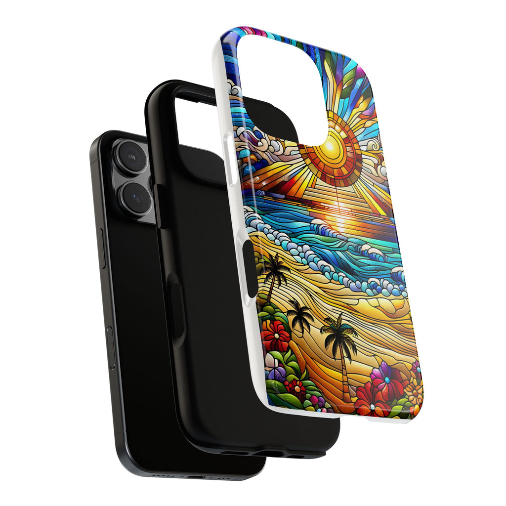 Stained Glass Tough Cases, Protective Phone Case, Nature Inspired Smartphone Cover, Beach Day Summer Accessories, Ocean Lover Gift