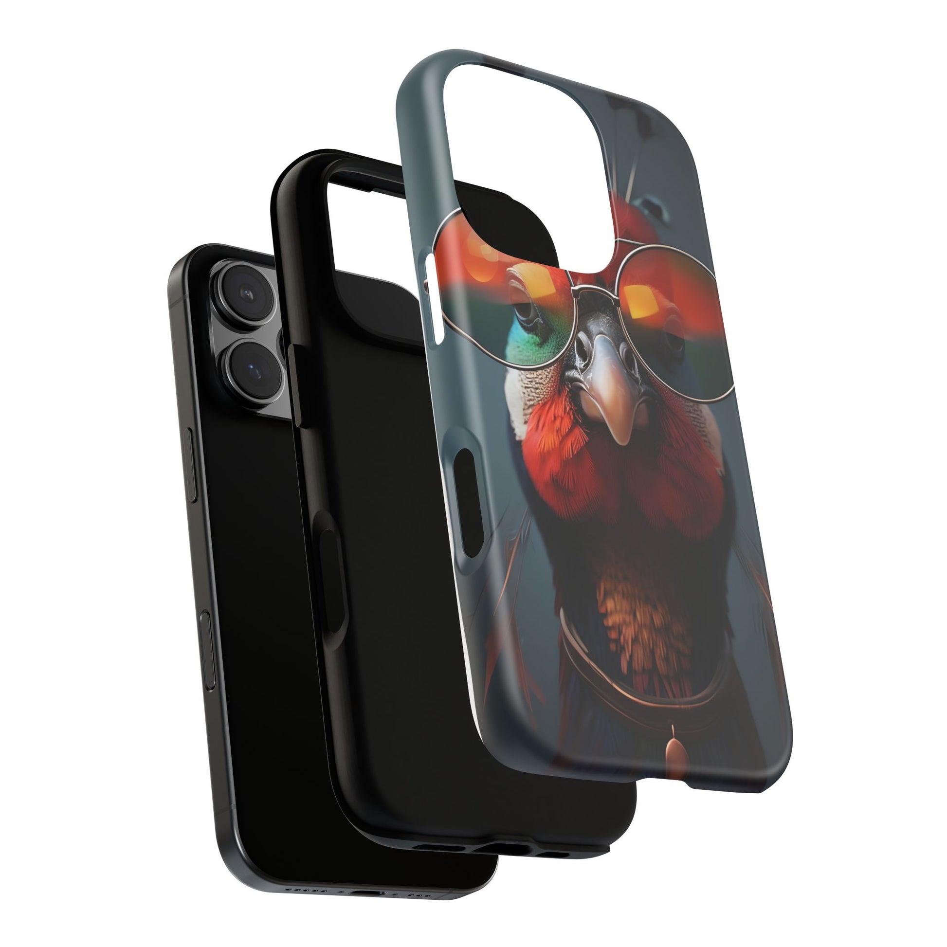 Phone Cases, Bright Exotic Bird in Cool Sunglasses, Protective Tough Cover, Tropical Animal Print, Unique Gift for Bird Lovers, Accessories