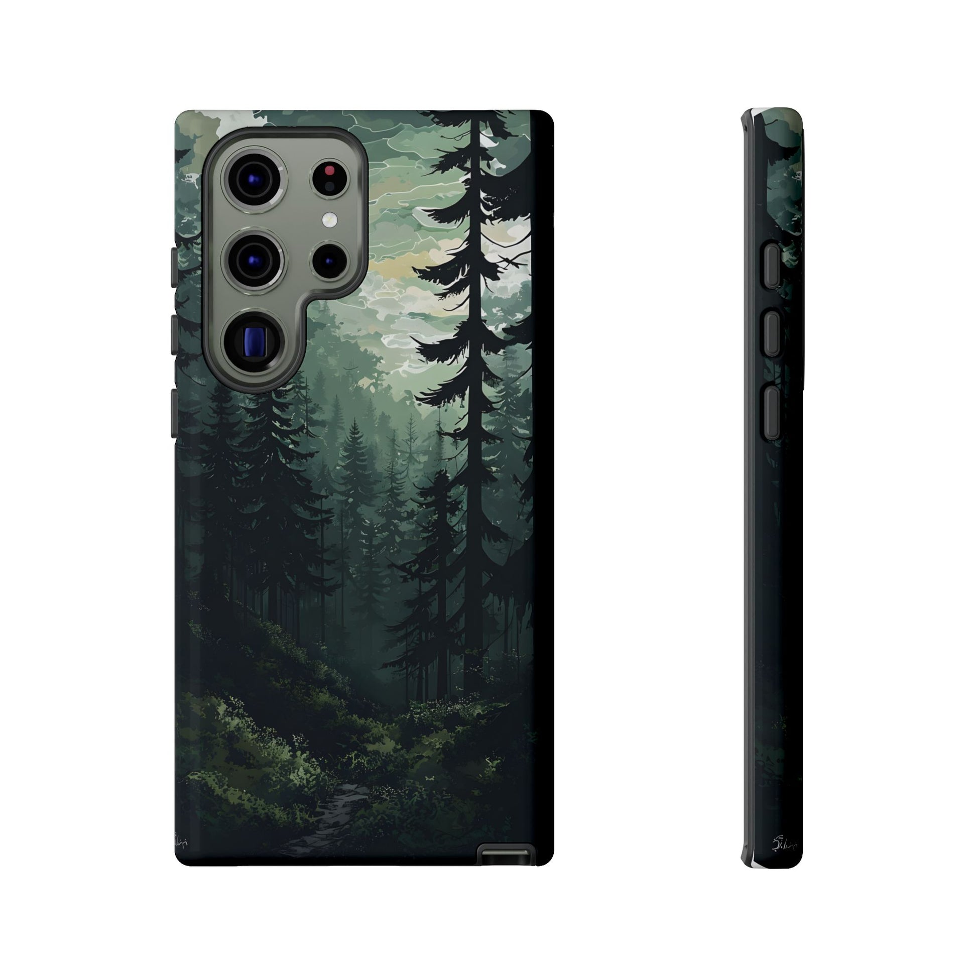 Phone Case, Serene Forest Landscape Digital Illustration Phone Case Cover, Tough Protective Cover, Unique Gift, Trendy