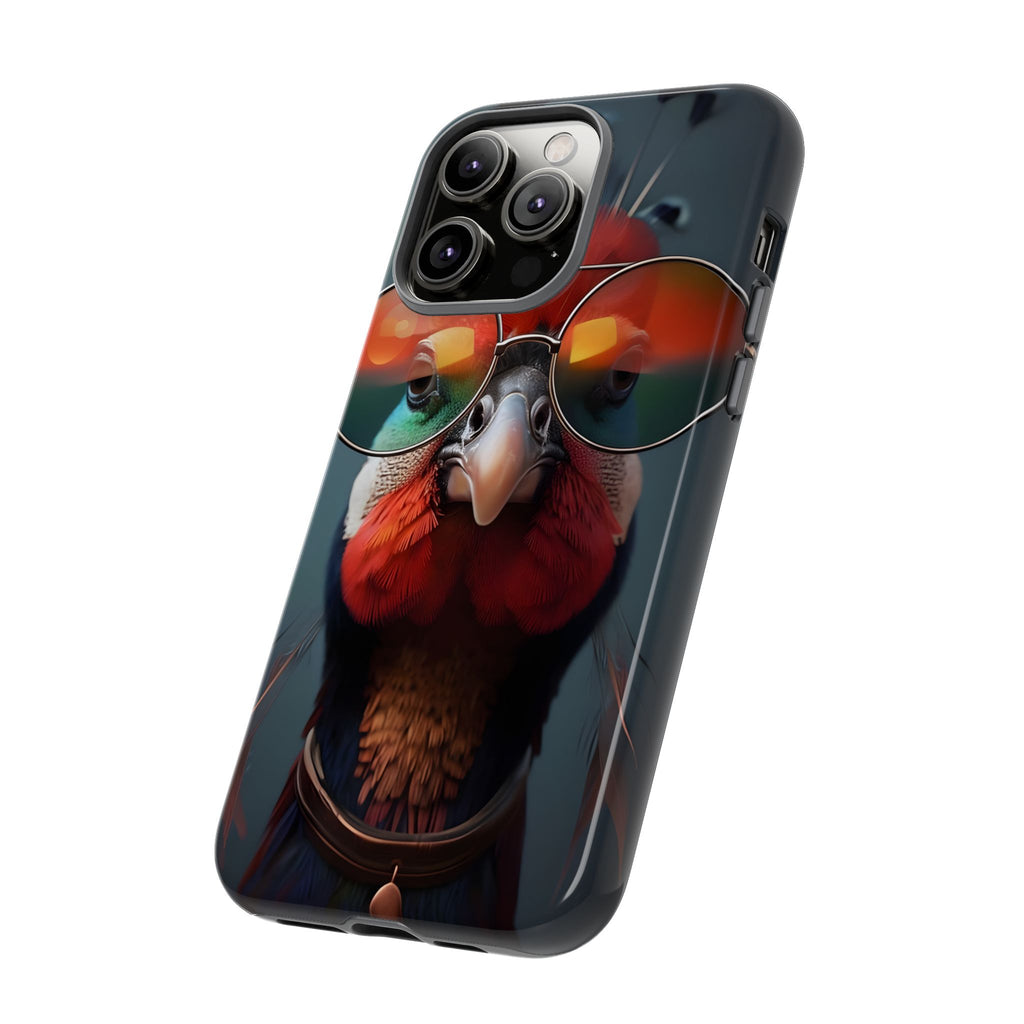 Phone Cases, Bright Exotic Bird in Cool Sunglasses, Protective Tough Cover, Tropical Animal Print, Unique Gift for Bird Lovers, Accessories