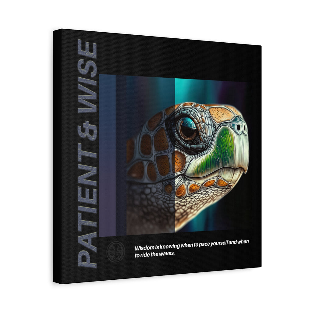 Canvas Art, Inspirational Turtle Wall Decor, Motivational Home Decor, Nature Gift, Abstract Animal Artwork, Wildlife, Patient & Wise