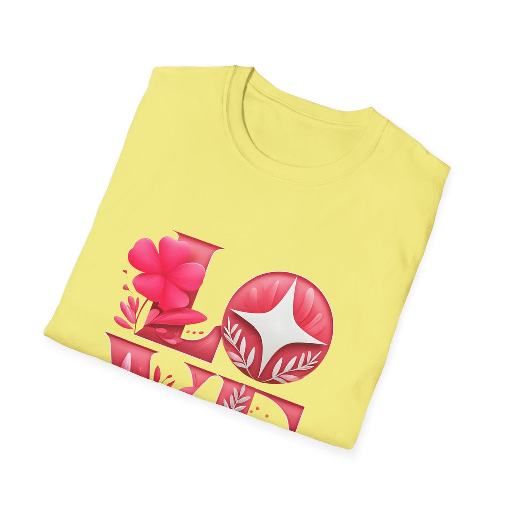 Love Typography Floral T-Shirt, Romantic Graphic Tee, Gift for Her, Valentine's Day Shirt, Spring Fashion Top
