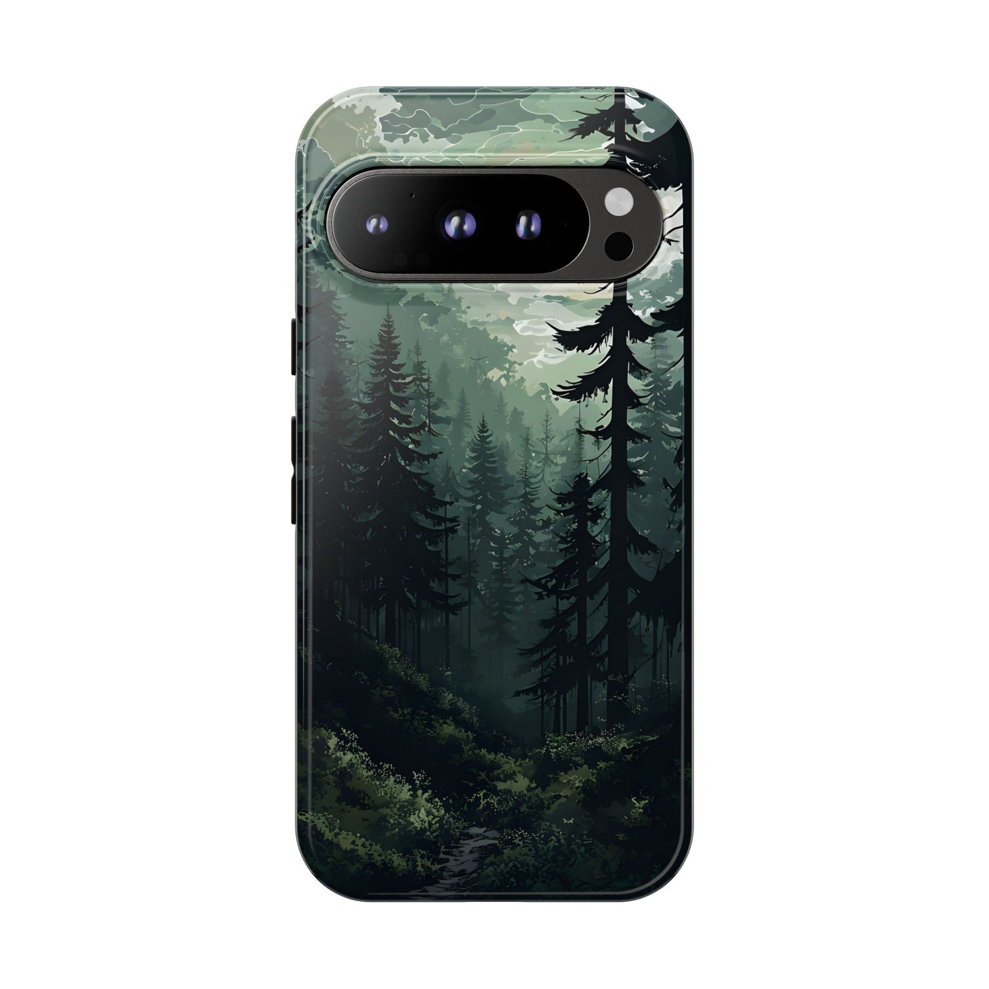 Phone Case, Serene Forest Landscape Digital Illustration Phone Case Cover, Tough Protective Cover, Unique Gift, Trendy